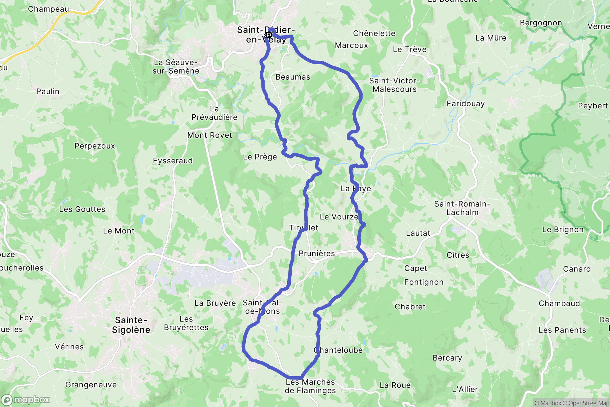 Saint-Didier-en-Velay : carte du parcours de randonnée - France