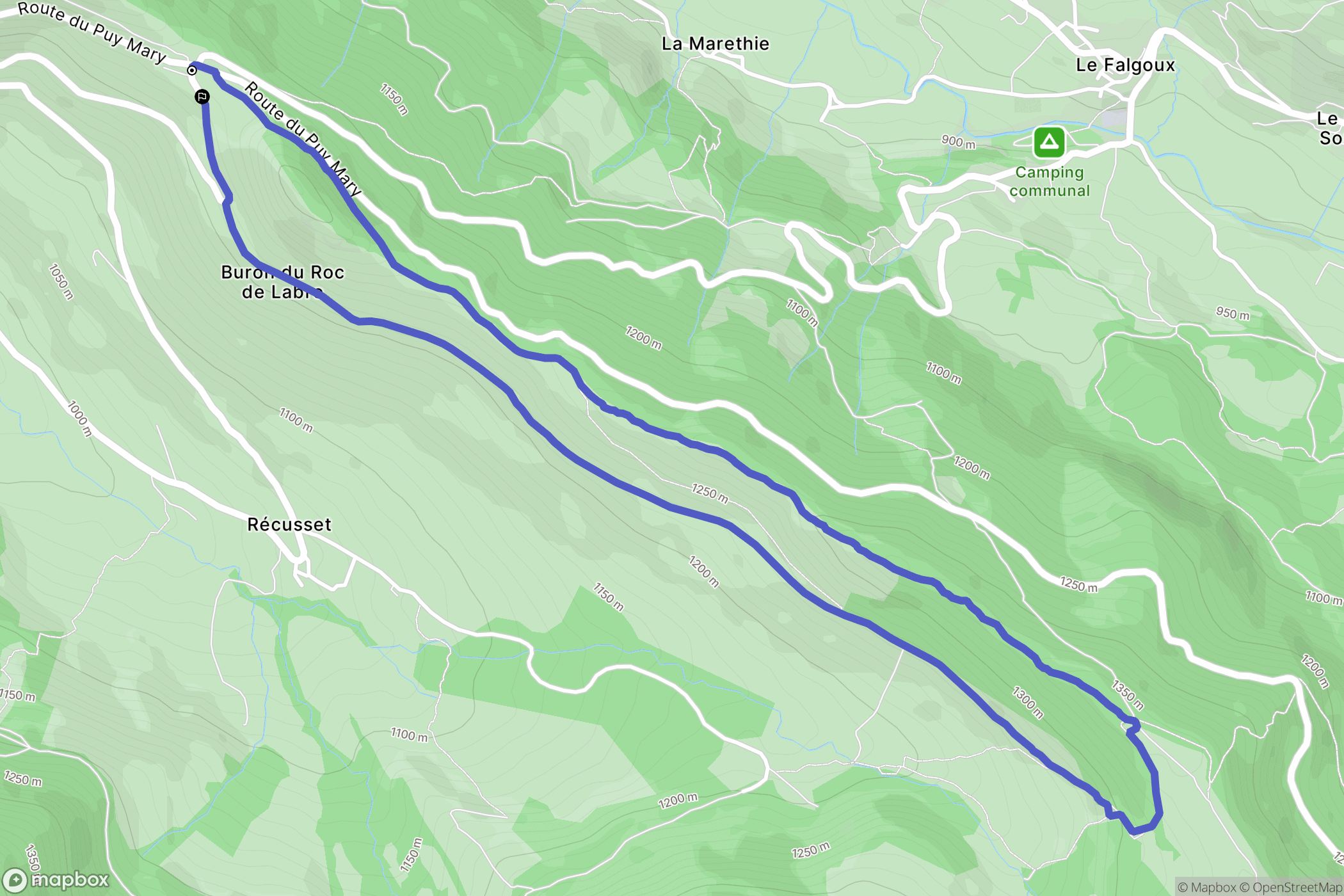 Le Falgoux : carte du parcours de randonnée - France