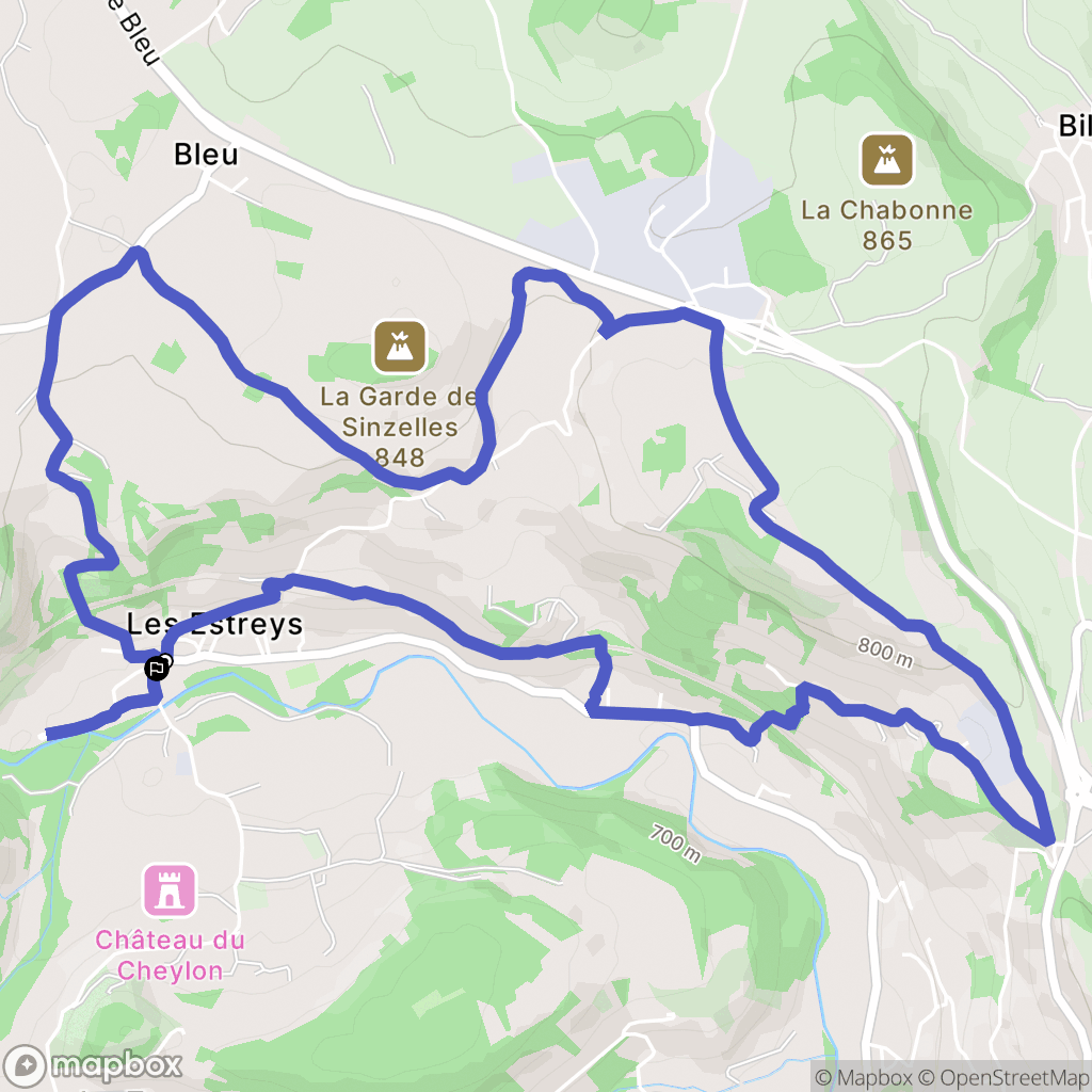 Polignac : carte du parcours de randonnée - France