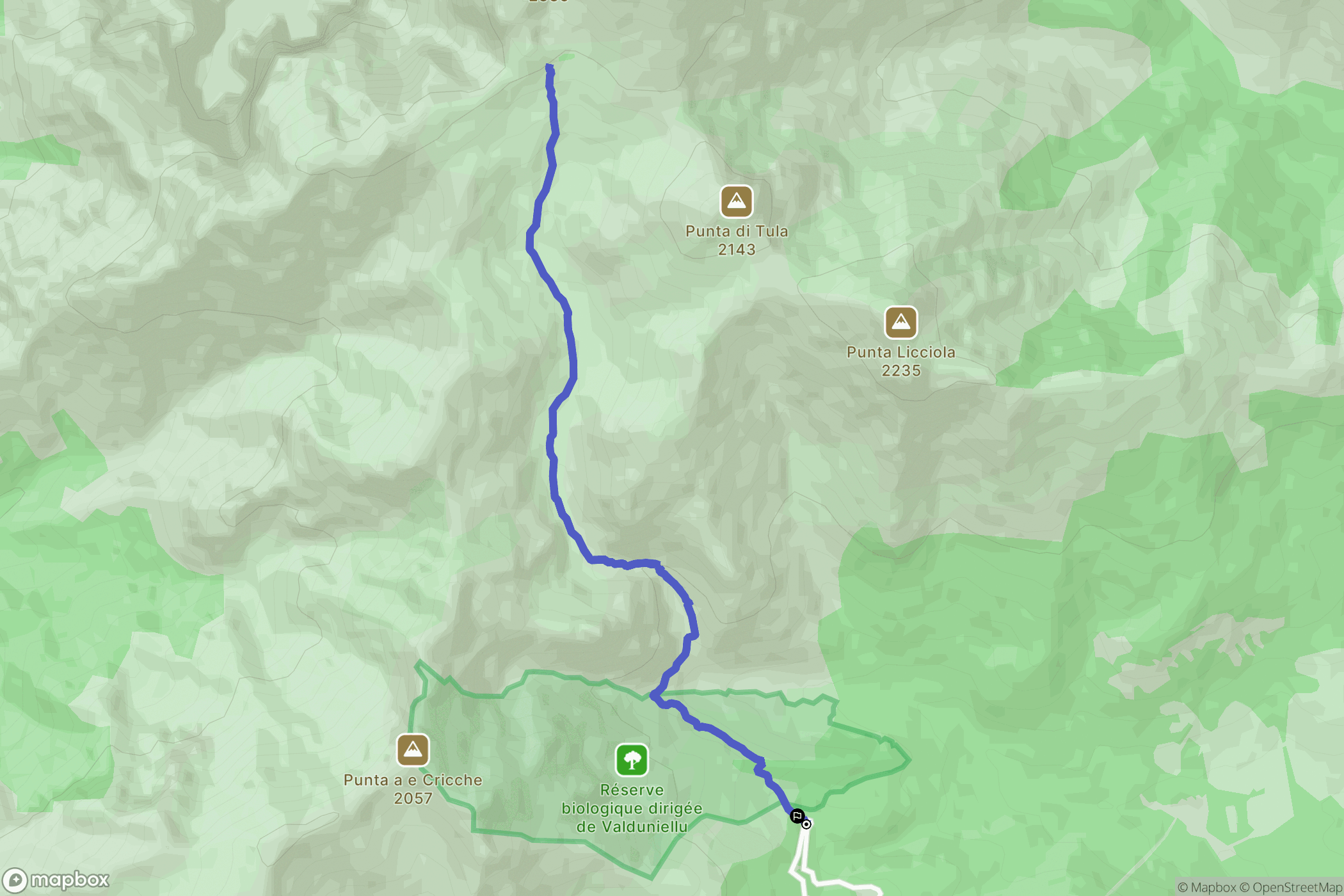 Albertacce : carte du parcours de randonnée - France