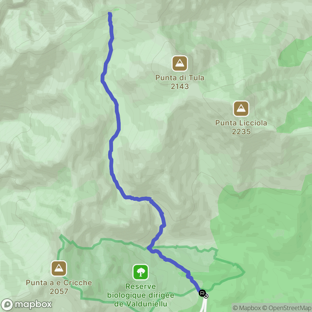 Albertacce : carte du parcours de randonnée - France