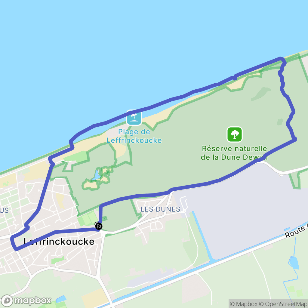 Leffrinckoucke : carte du parcours de randonnée - France