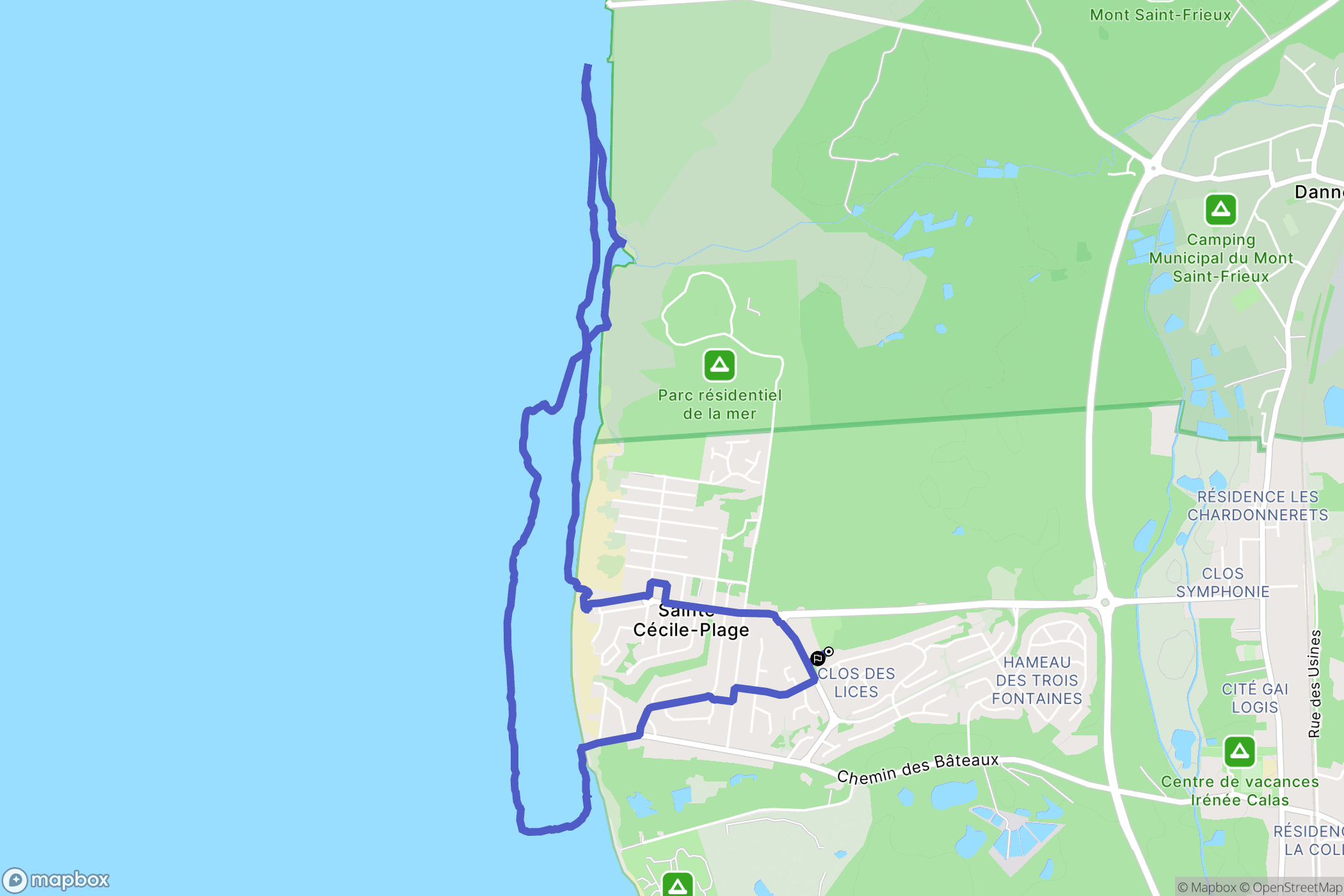 Camiers : carte du parcours de randonnée - France
