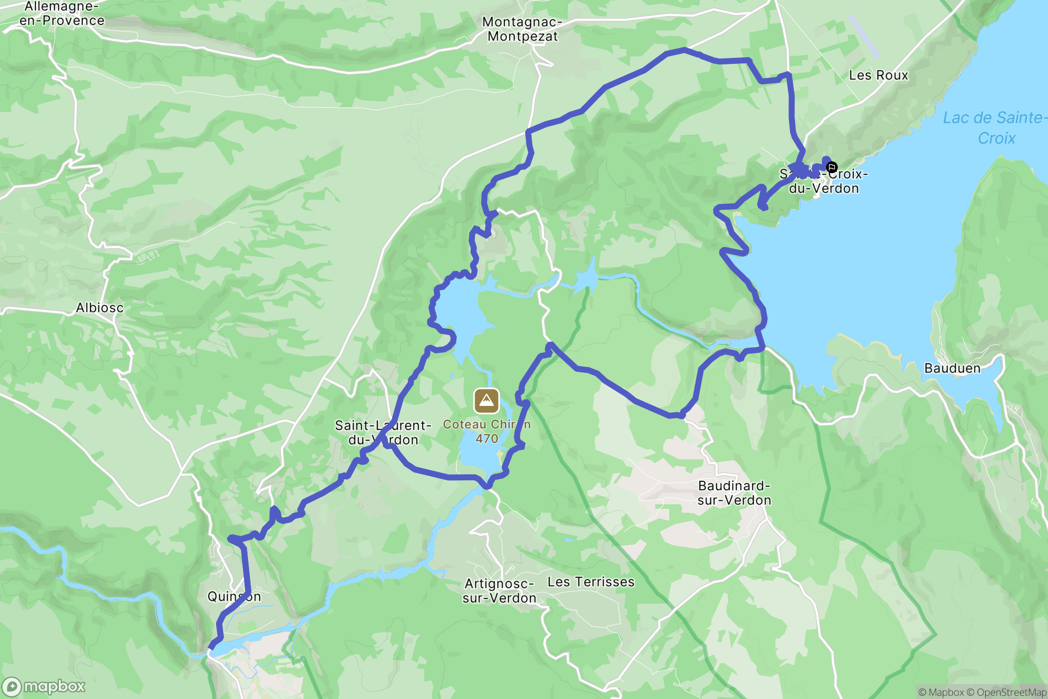 Sainte-Croix-du-Verdon : carte du parcours de randonnée - France