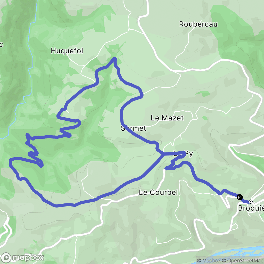 Broquiès : carte du parcours de randonnée - France