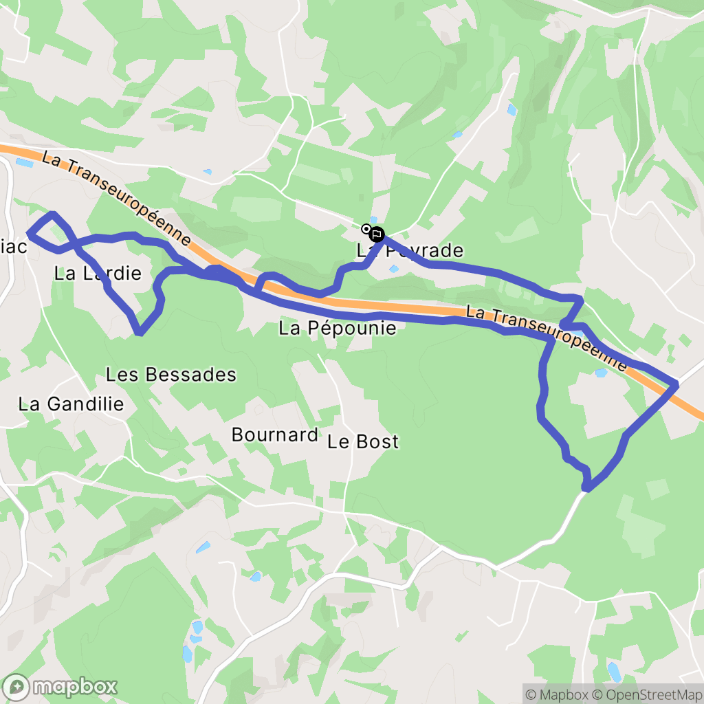 Bassillac et Auberoche : carte du parcours de randonnée - France
