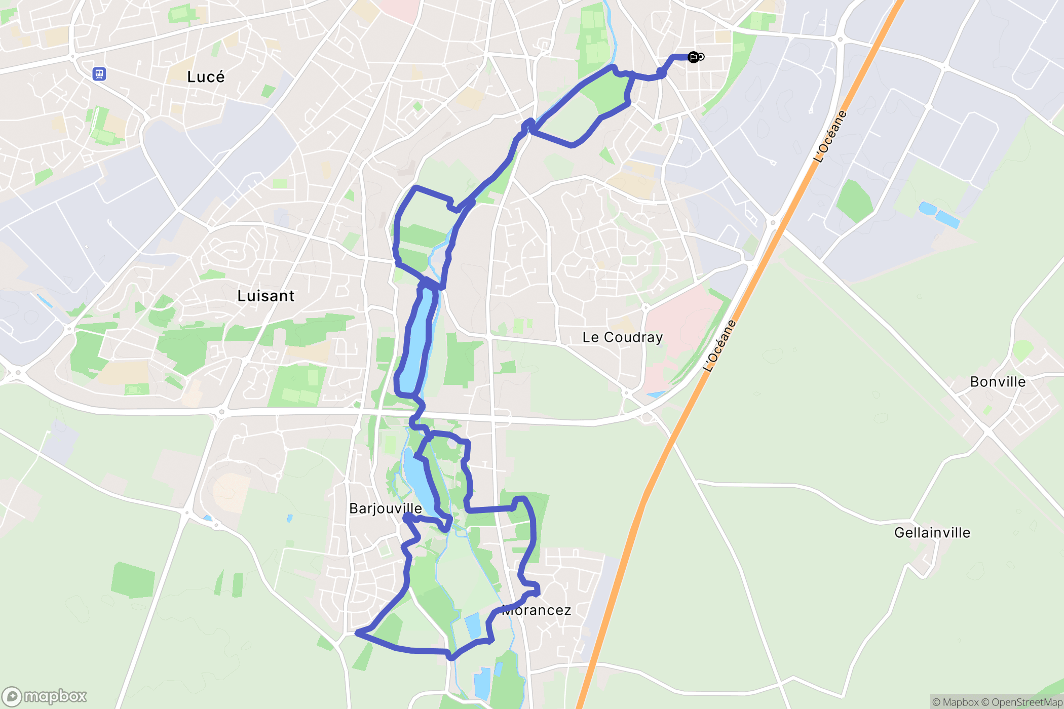 Chartres : carte du parcours de randonnée - France