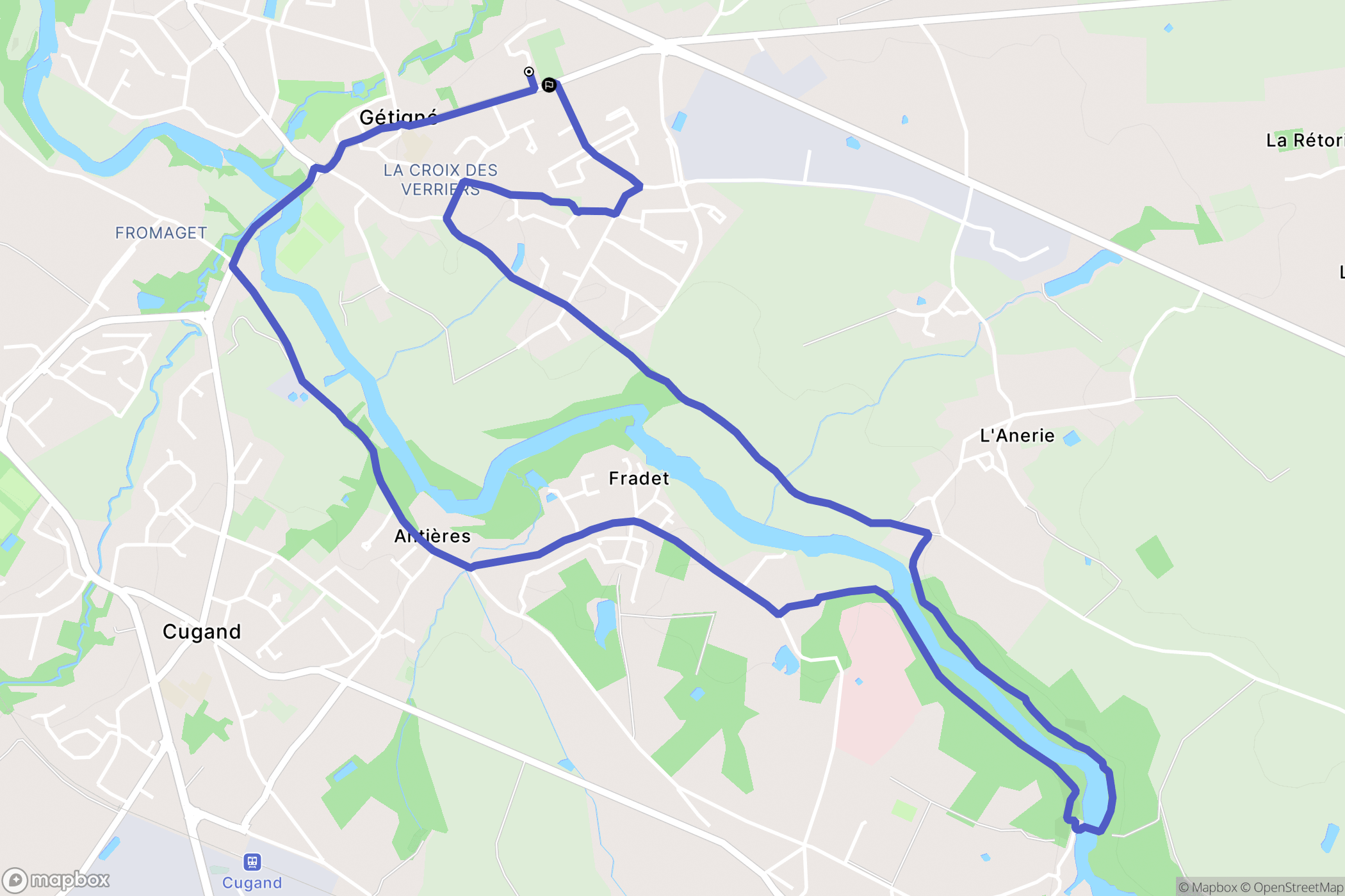 Gétigné : carte du parcours de randonnée - France