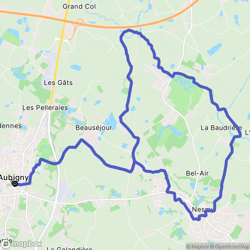 Aubigny-Les Clouzeaux : carte du parcours de randonnée - France