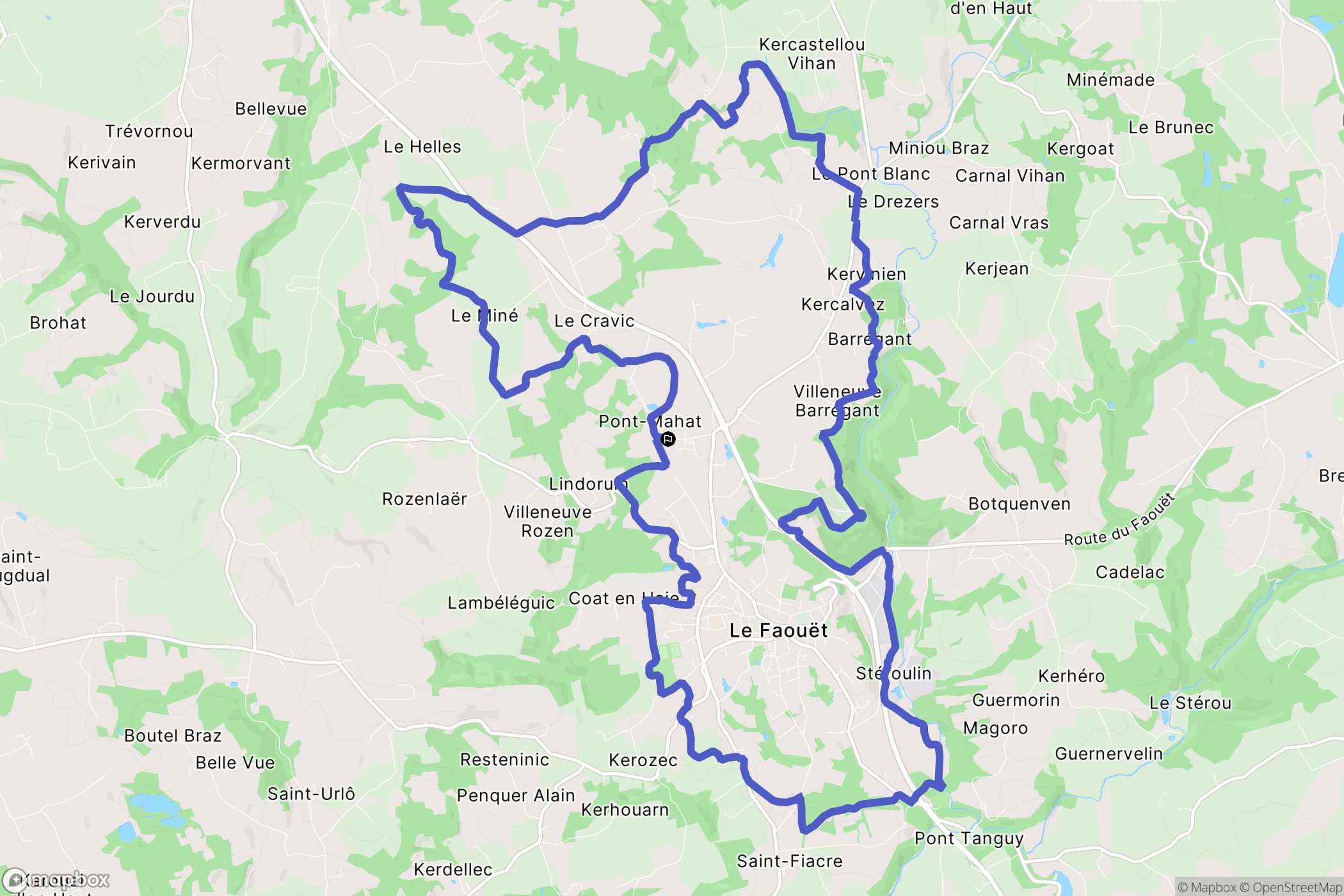 Le Faouët : carte du parcours de randonnée - France