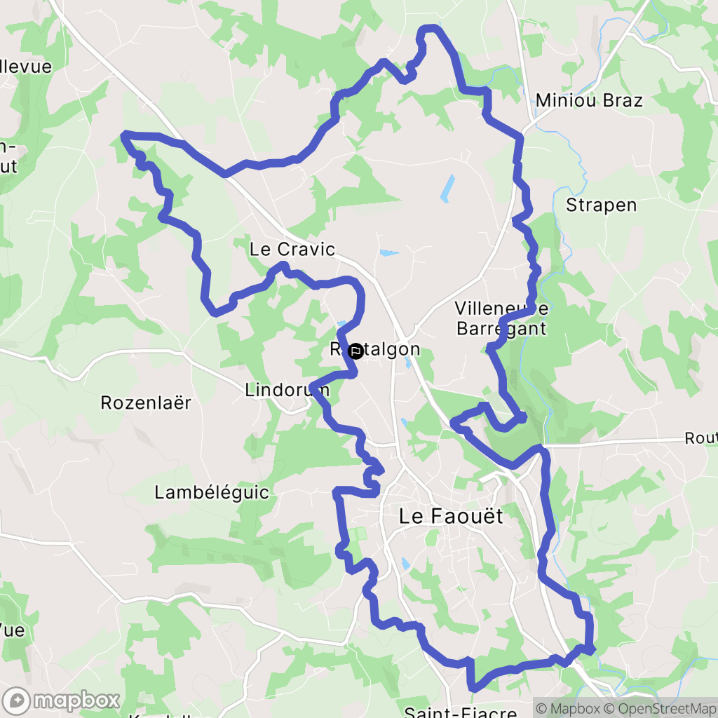 Le Faouët : carte du parcours de randonnée - France