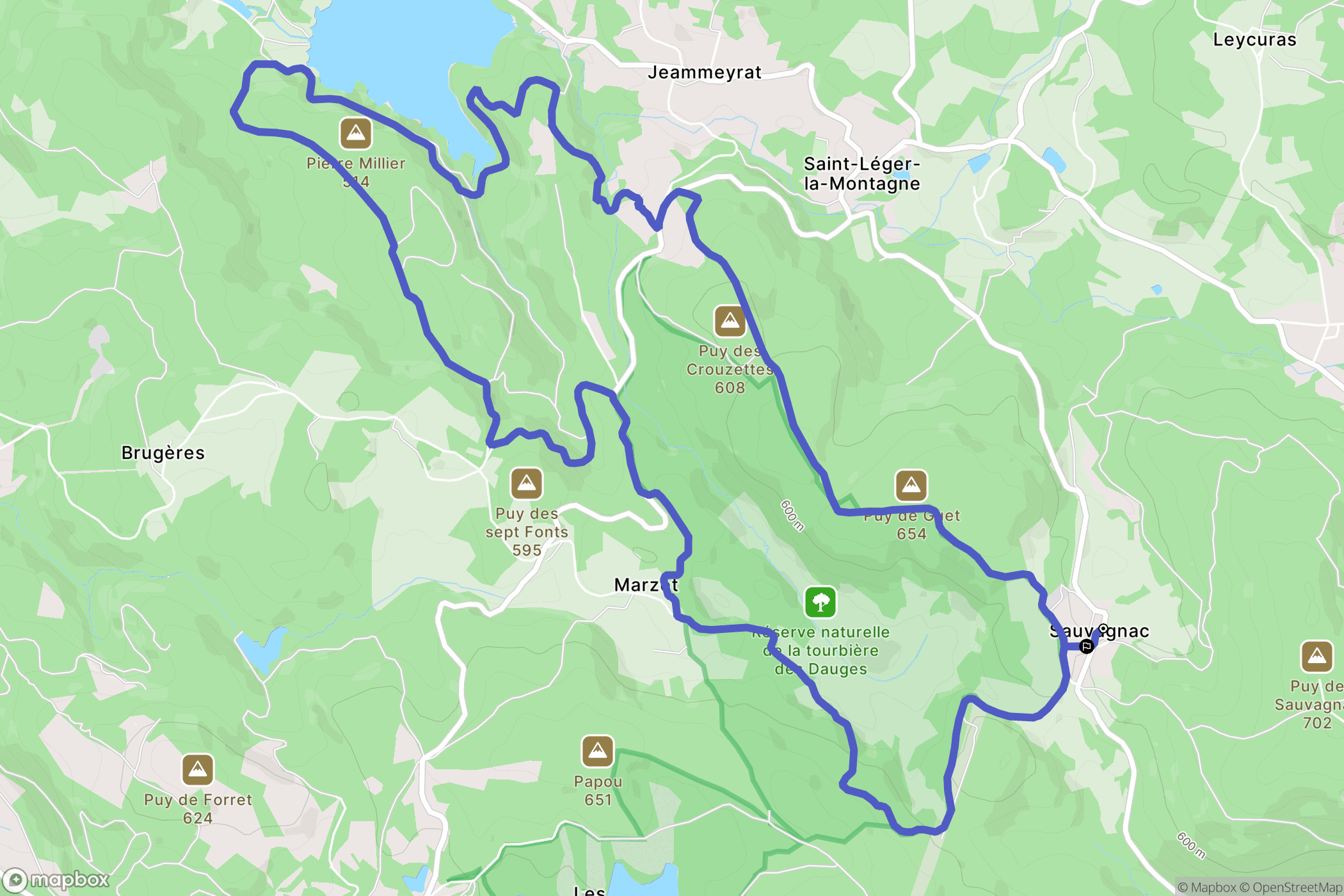Saint-Léger-la-Montagne : carte du parcours de randonnée - France