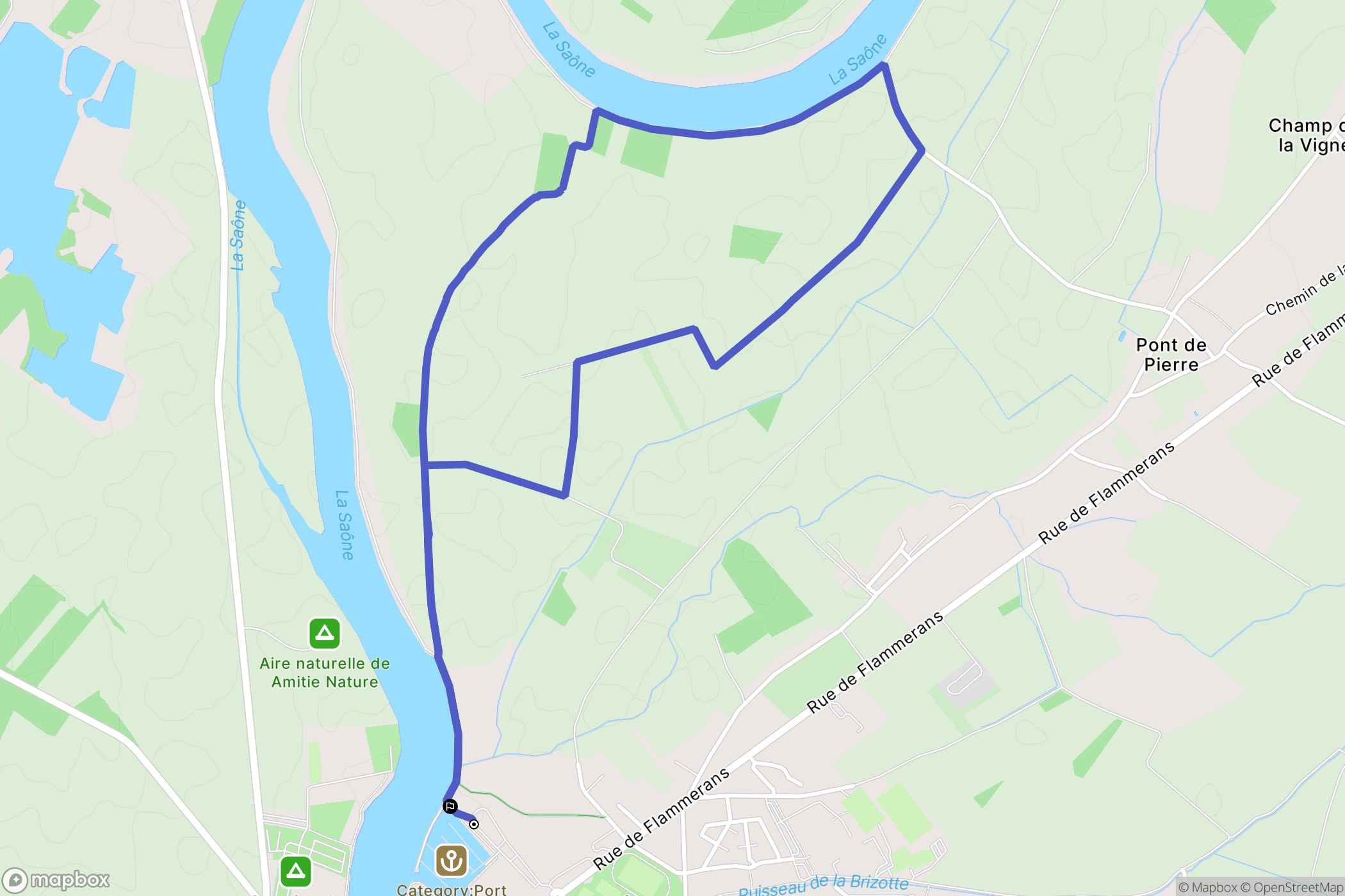 Auxonne : carte du parcours de randonnée - France
