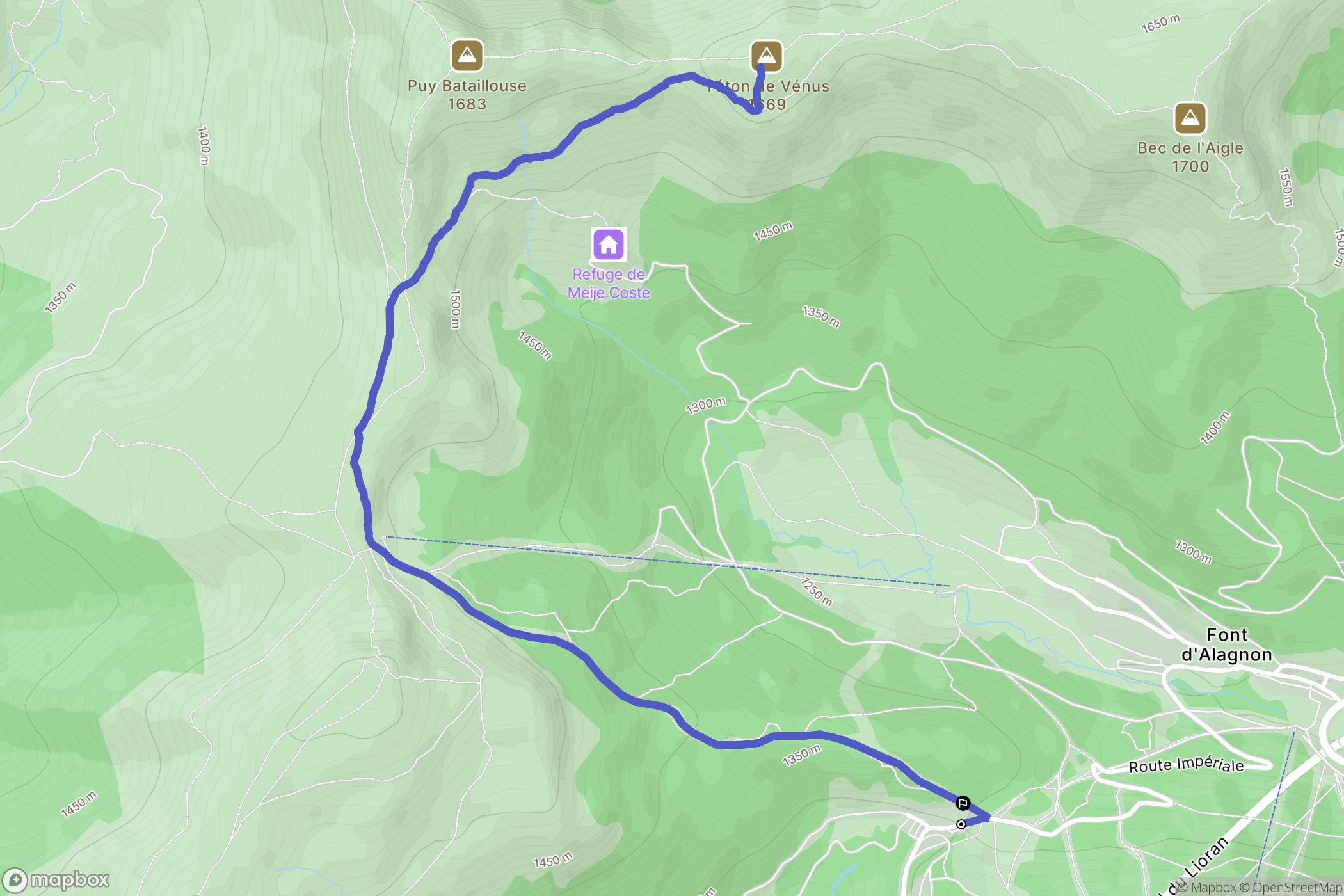 Laveissière : carte du parcours de randonnée - France