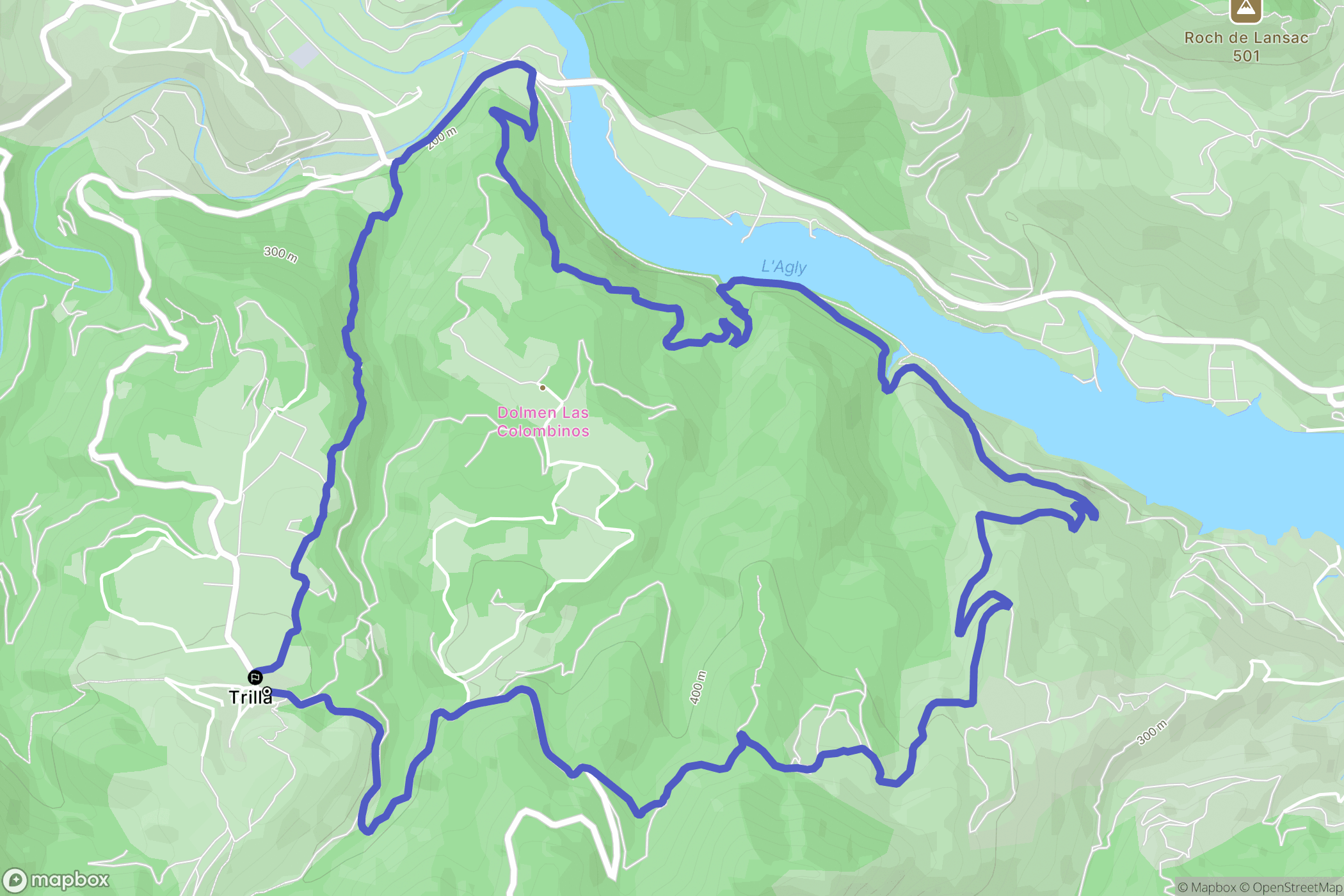Trilla : carte du parcours de randonnée - France