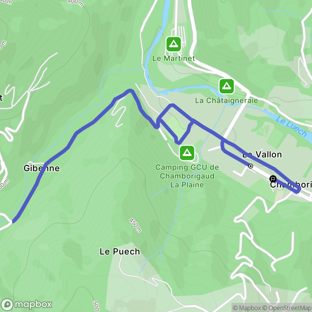 Chamborigaud : carte du parcours de randonnée - France