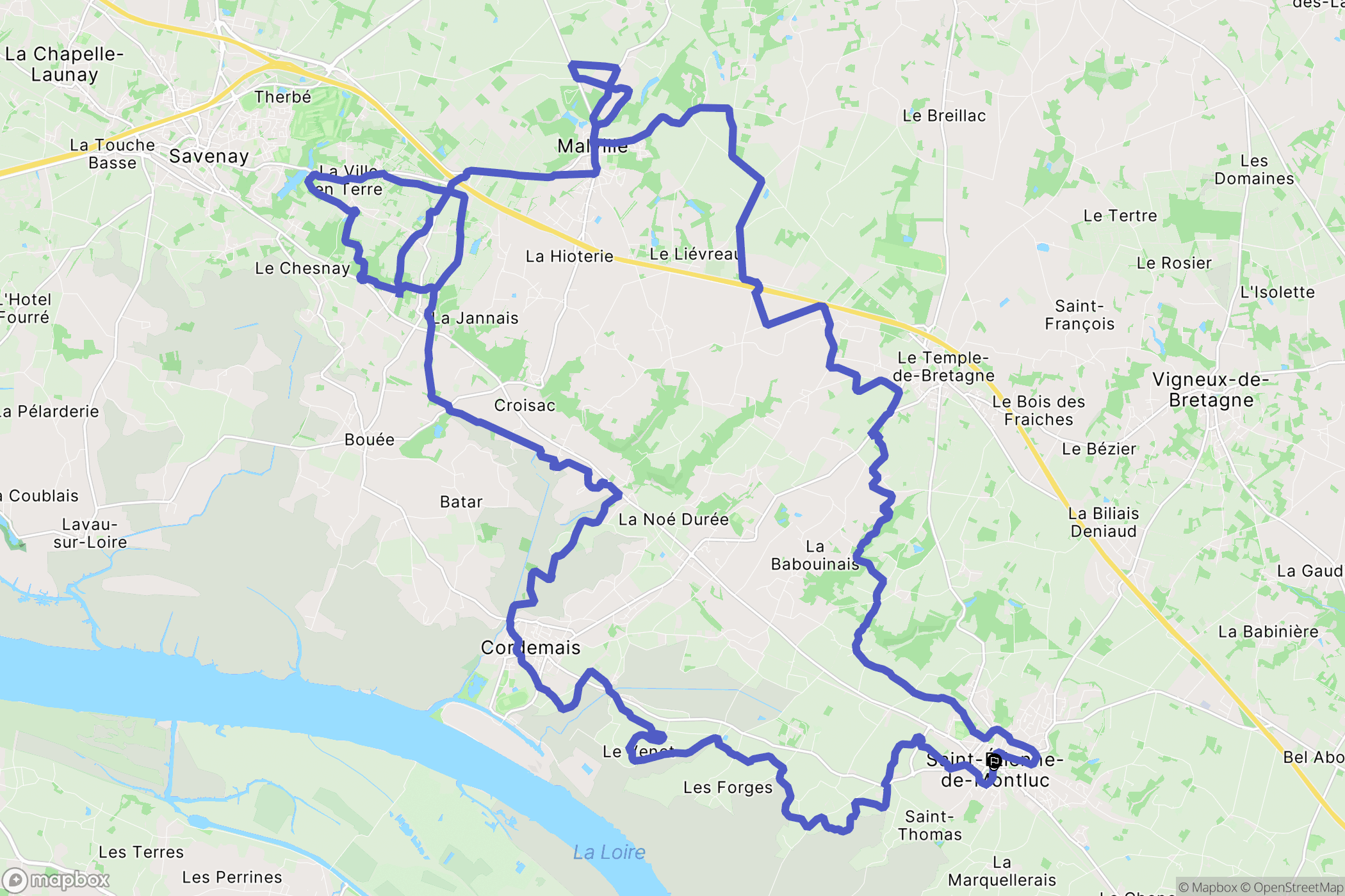 Saint-Étienne-de-Montluc : carte du parcours de randonnée - France