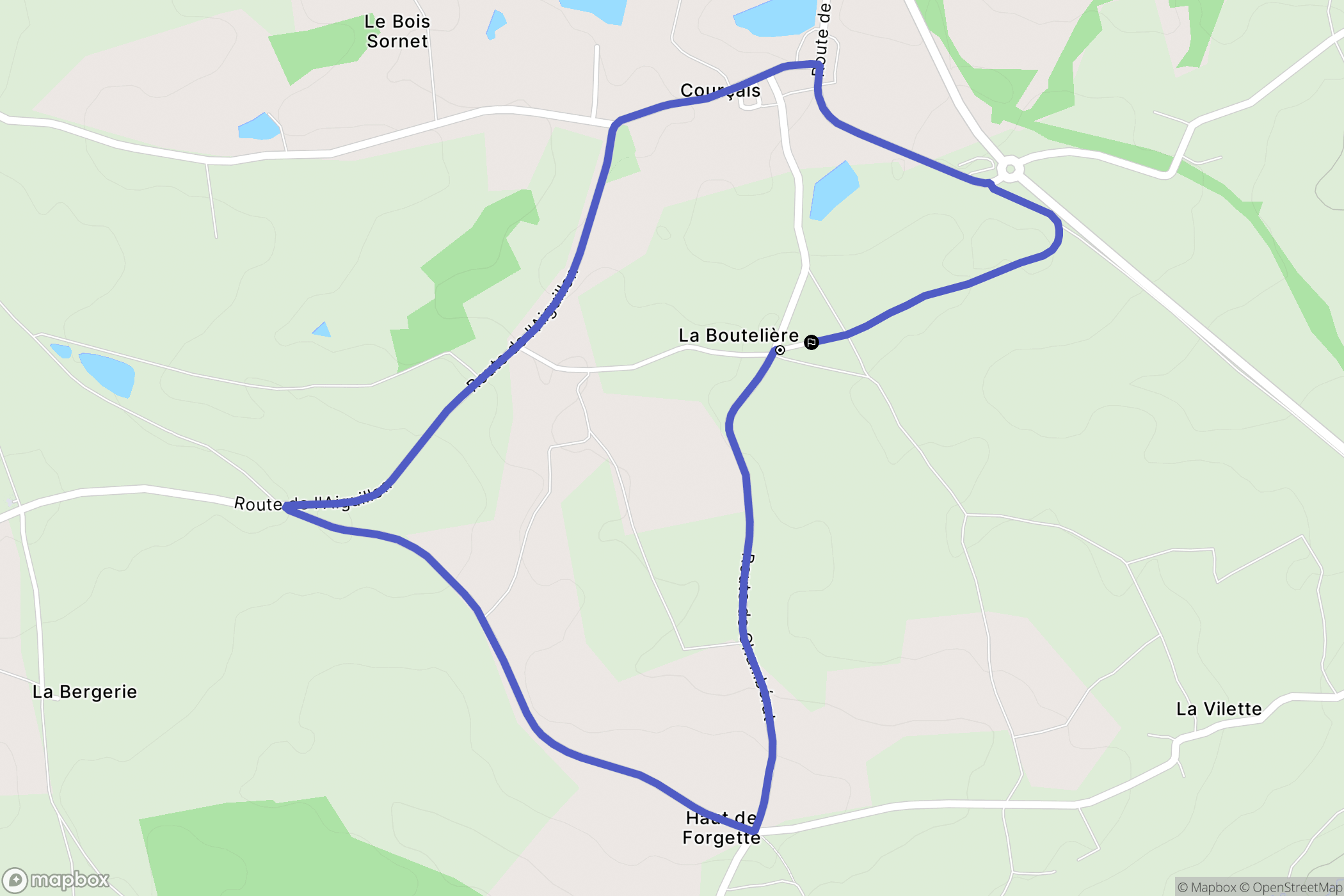 Courçais : carte du parcours de randonnée - France