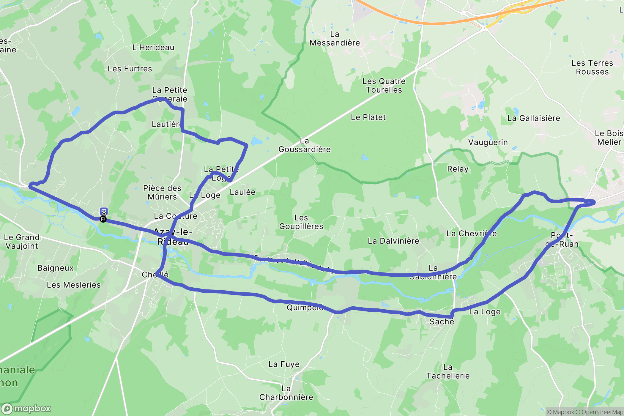 Azay-le-Rideau : carte du parcours de randonnée - France
