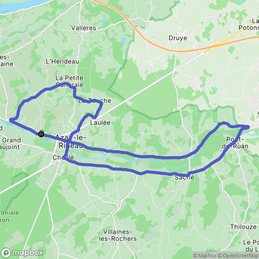 Azay-le-Rideau : carte du parcours de randonnée - France