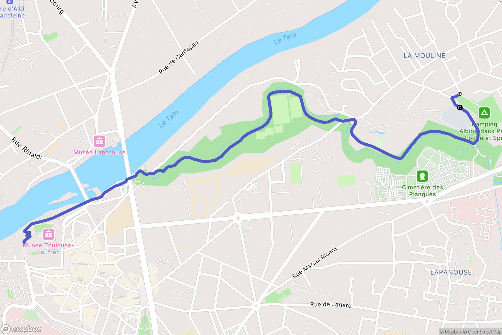 Albi : carte du parcours de randonnée - France
