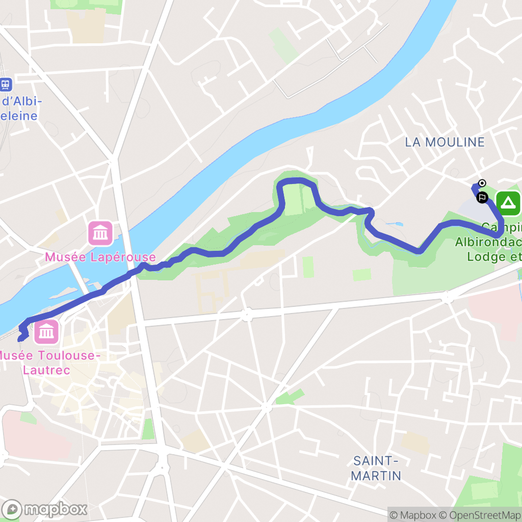 Albi : carte du parcours de randonnée - France