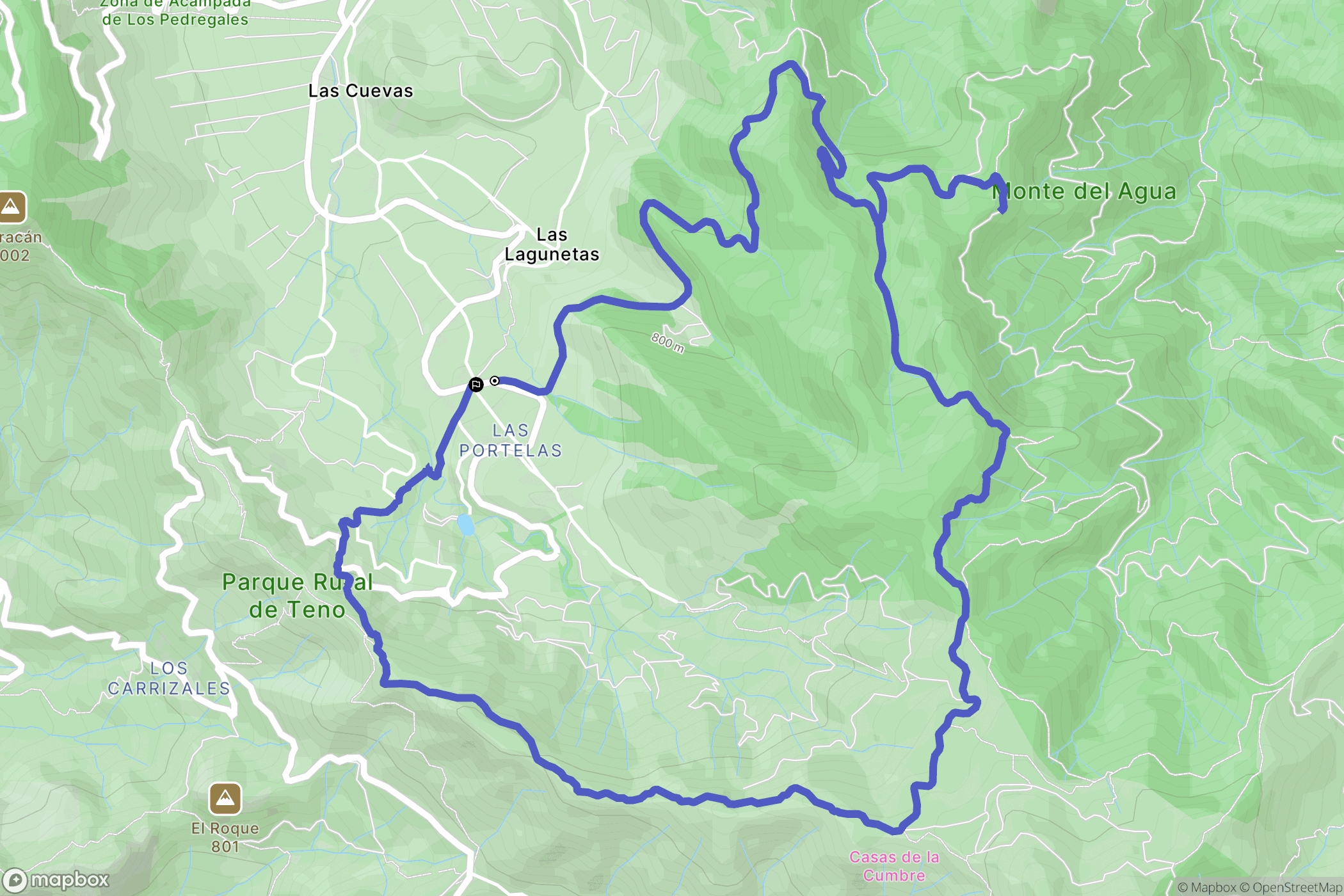 Portelas Baja : carte du parcours de randonnée - Spain