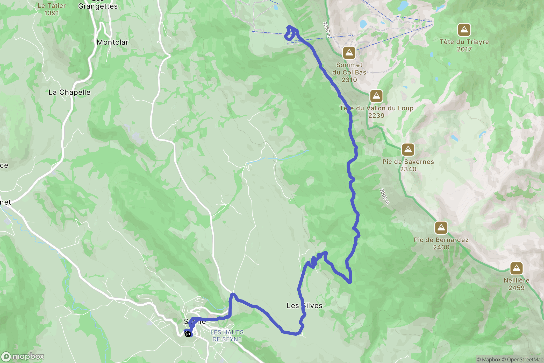 Seyne : carte du parcours de randonnée - France