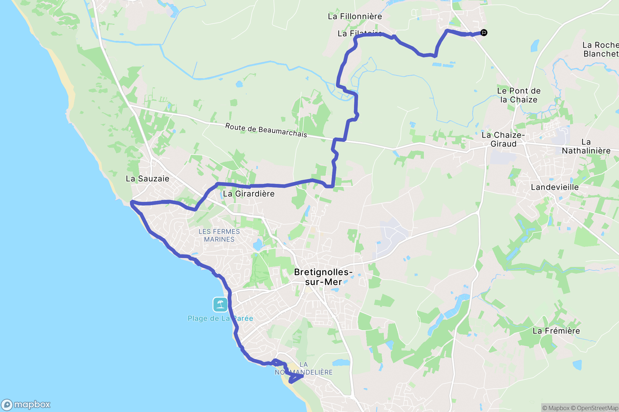 L'Aiguillon-sur-Vie : carte du parcours de randonnée - France