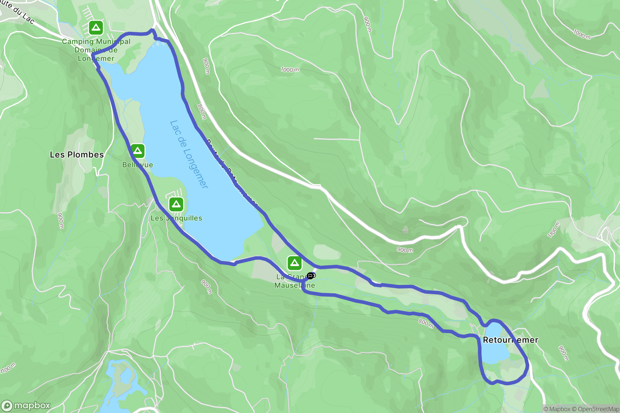 Xonrupt-Longemer : carte du parcours de randonnée - France
