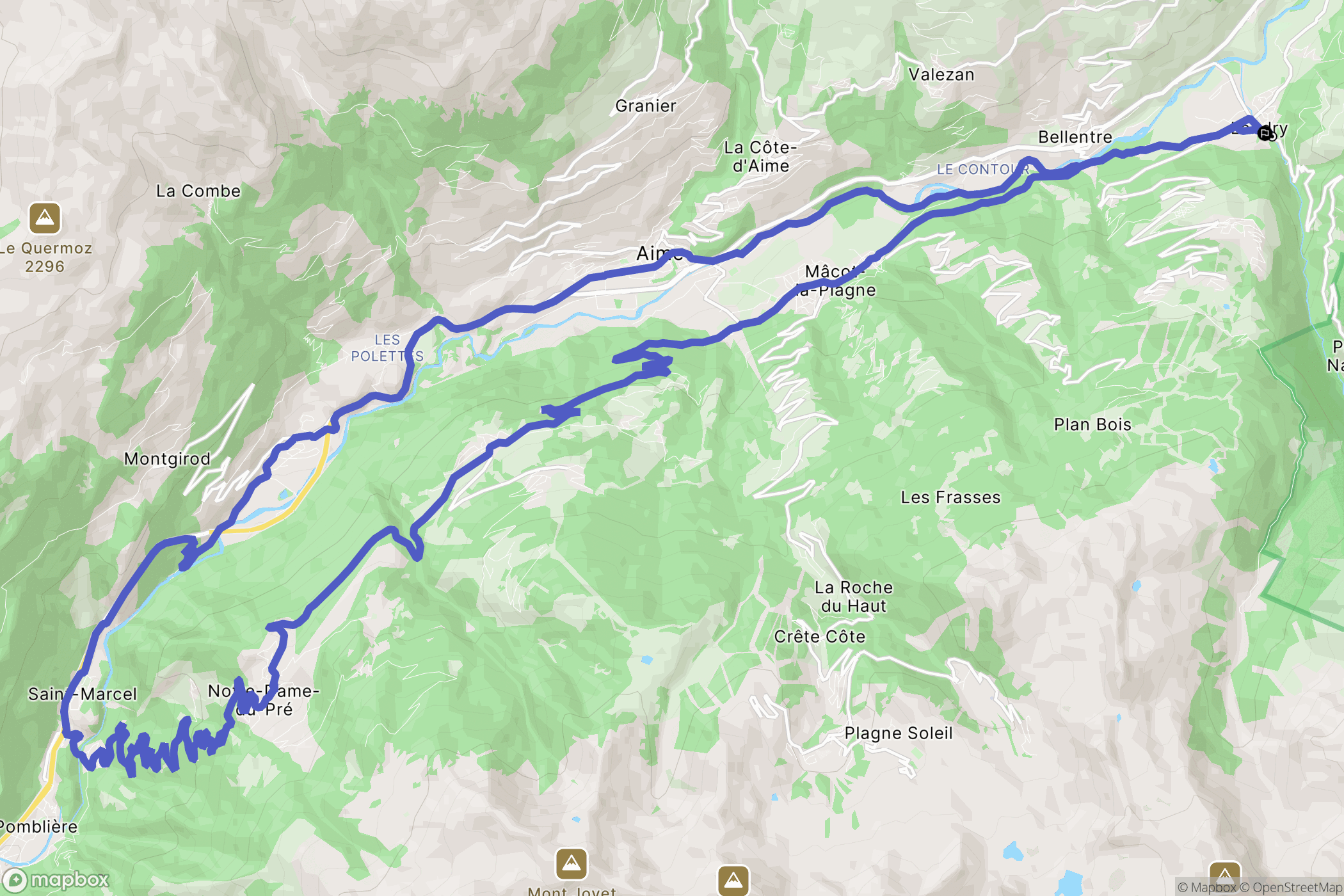 Landry : carte du parcours de randonnée - France
