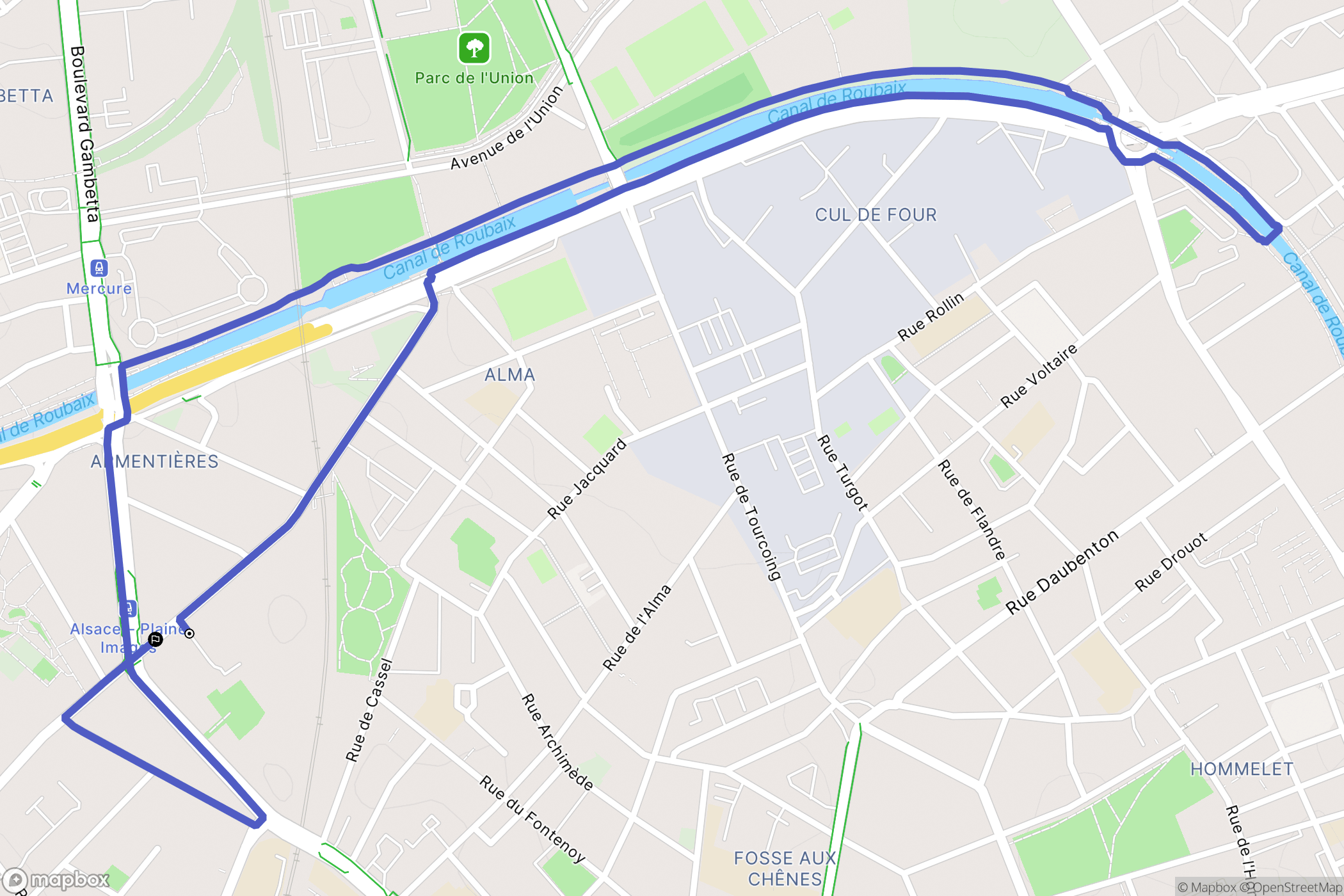 Roubaix : carte du parcours de randonnée - France