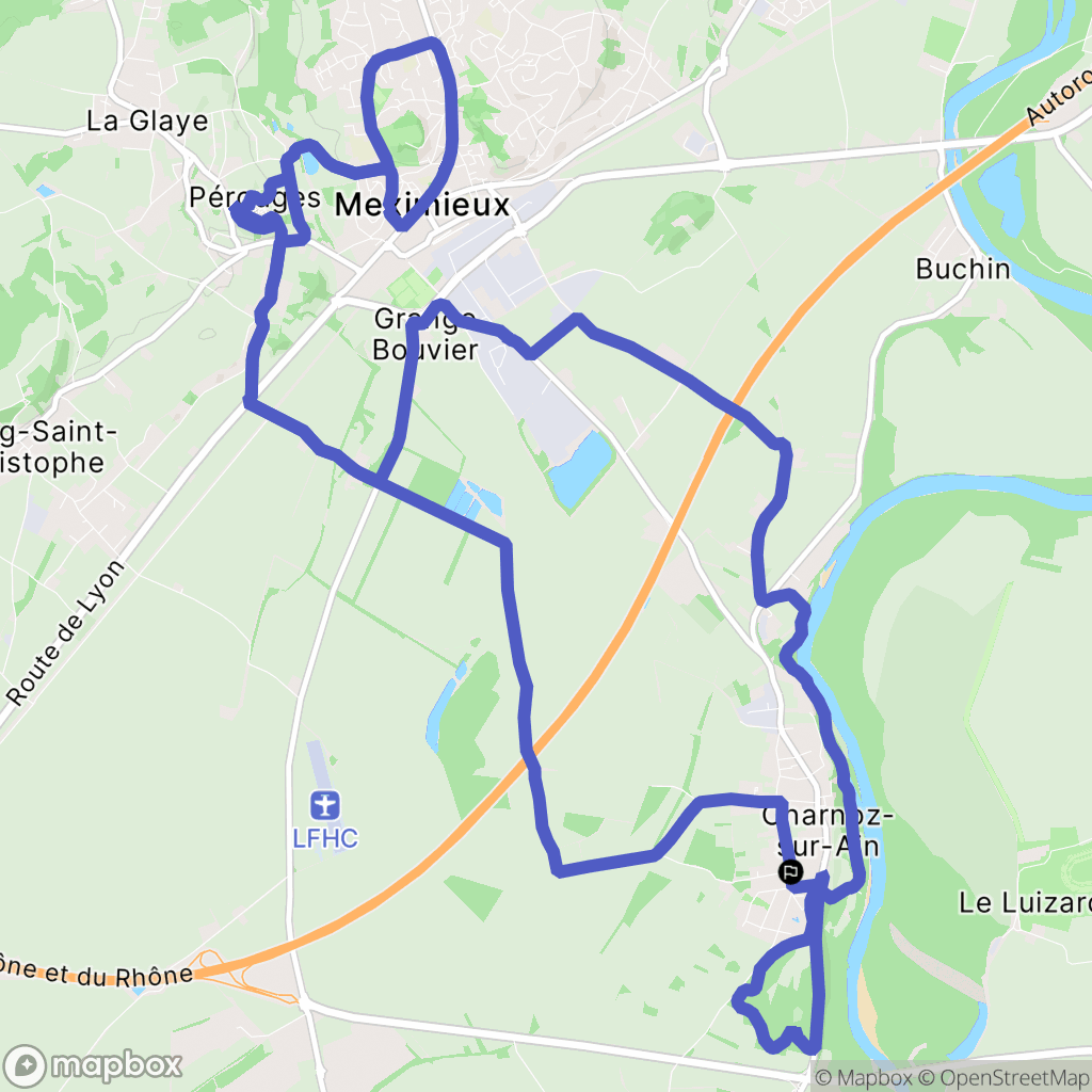 Charnoz-sur-Ain : carte du parcours de randonnée - France