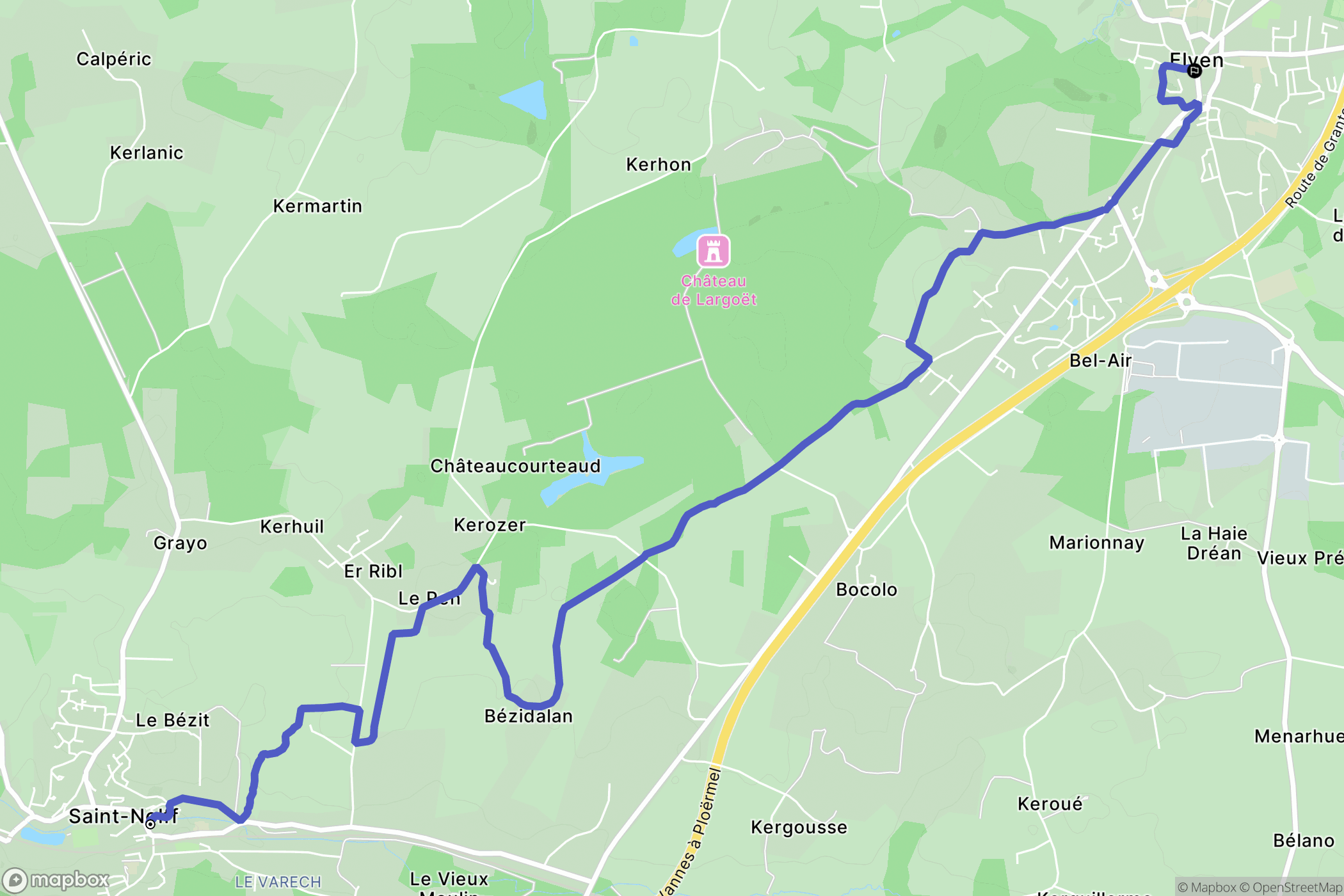 Saint-Nolff : carte du parcours de randonnée - France