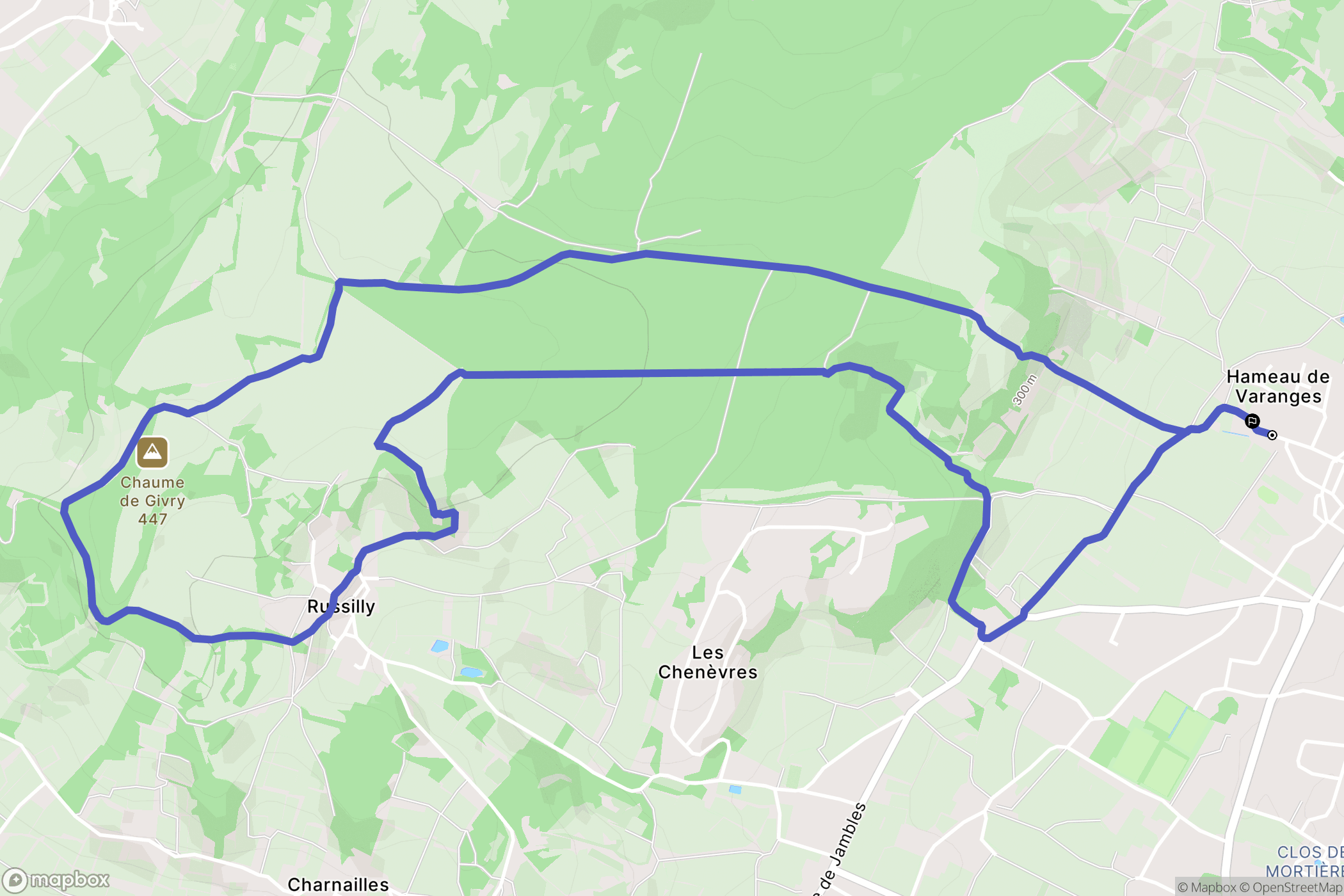 Givry : carte du parcours de randonnée - France