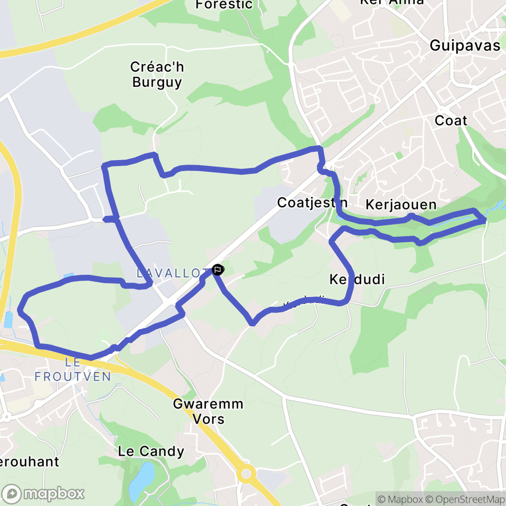 Guipavas : carte du parcours de randonnée - France