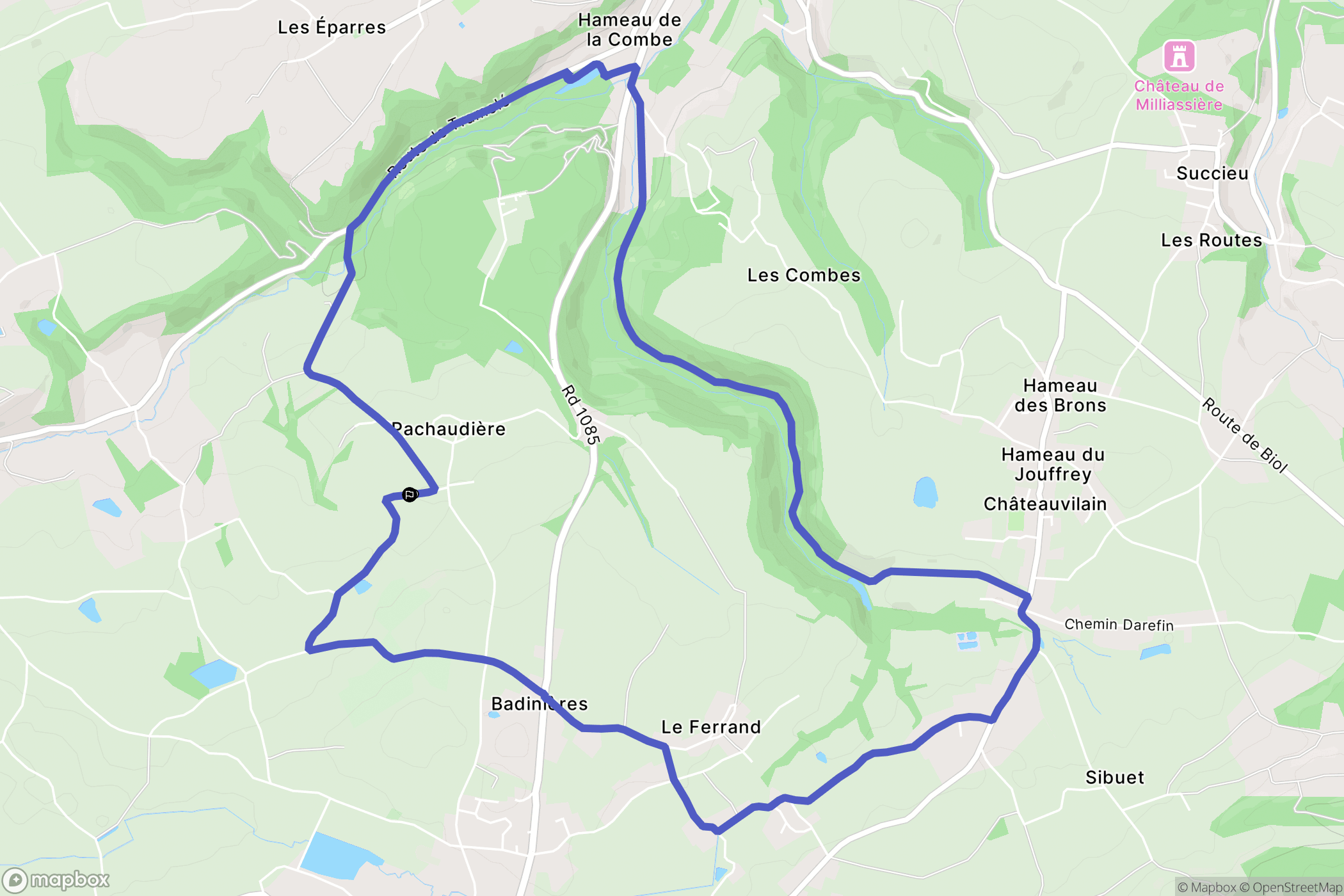 Eclose-Badinières : carte du parcours de randonnée - France