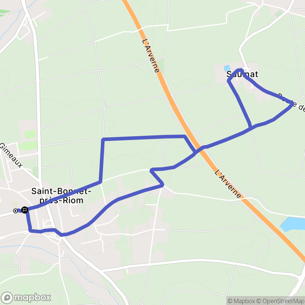 Saint-Bonnet-prés-Riom : carte du parcours de randonnée - France
