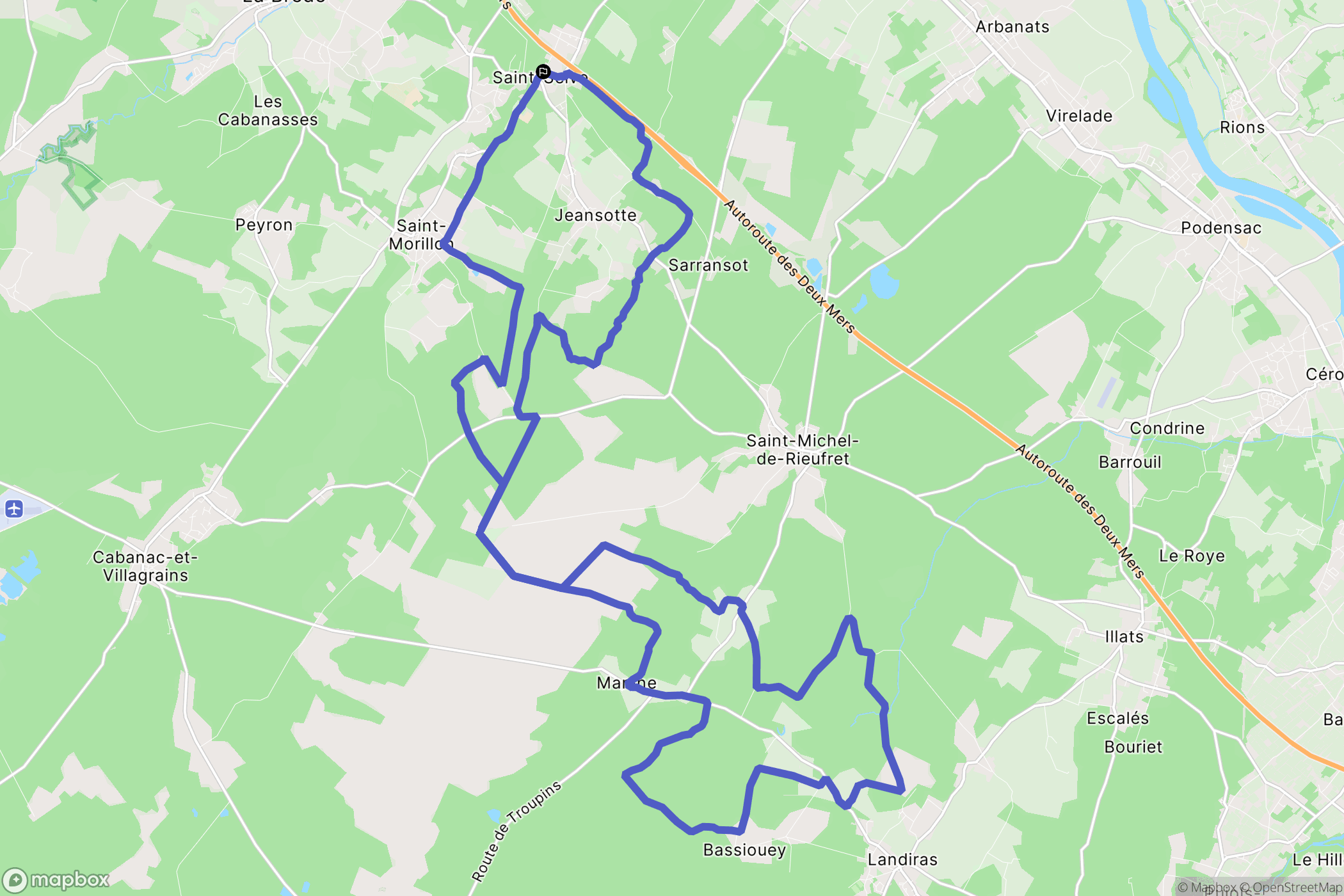 Saint-Selve : carte du parcours de randonnée - France