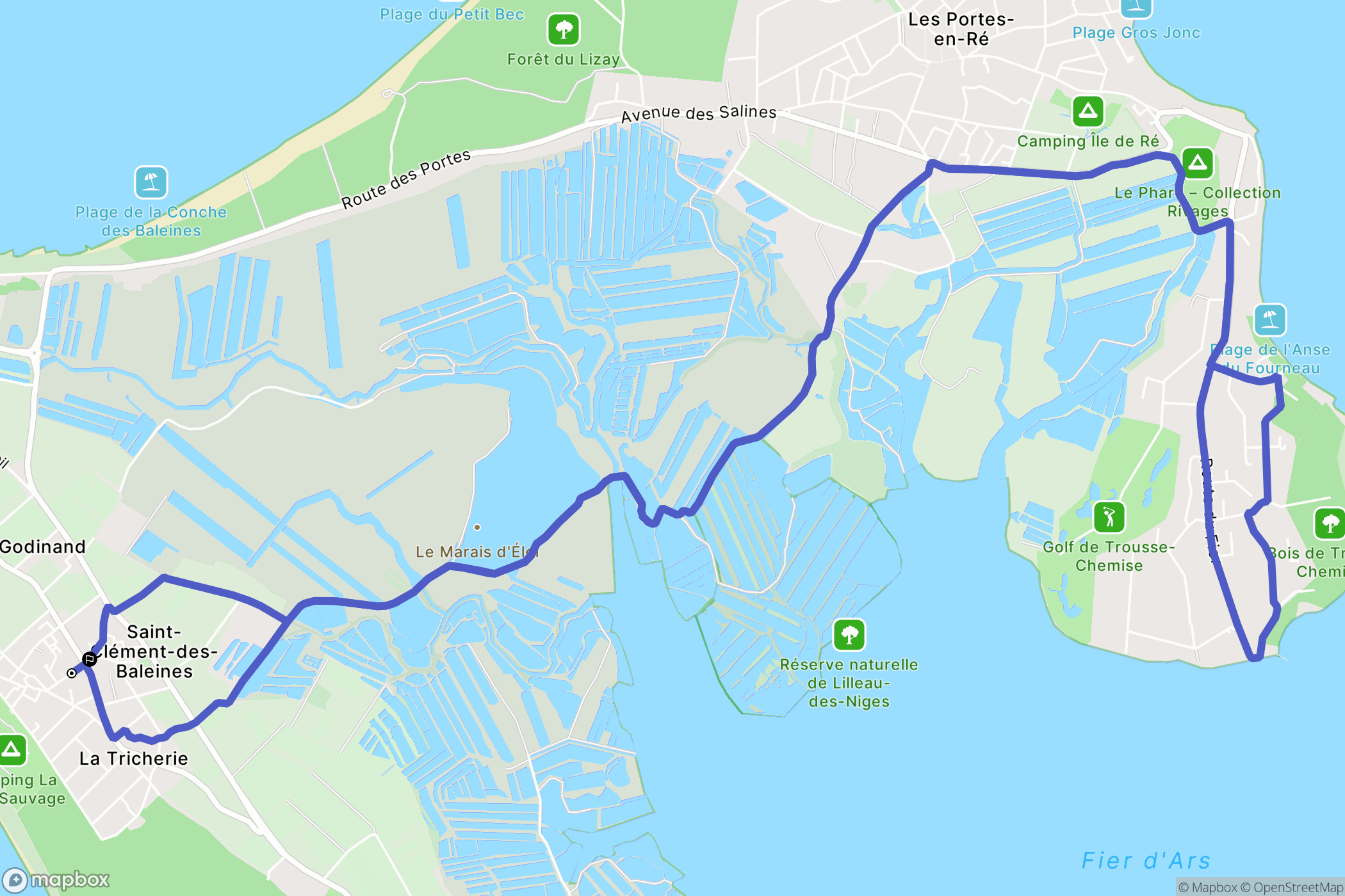 Saint-Clément-des-Baleines : carte du parcours de randonnée - France