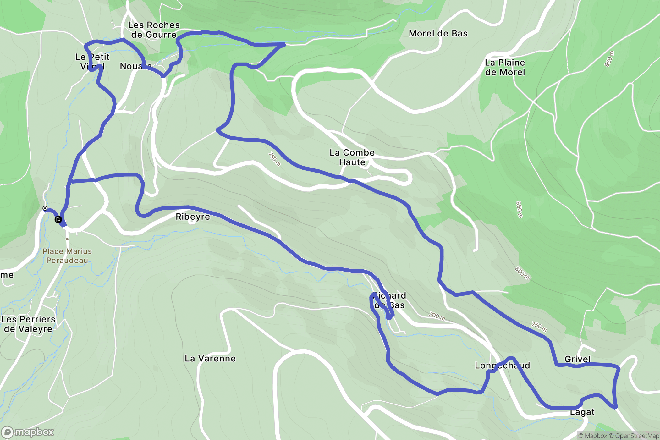 Ambert : carte du parcours de randonnée - France