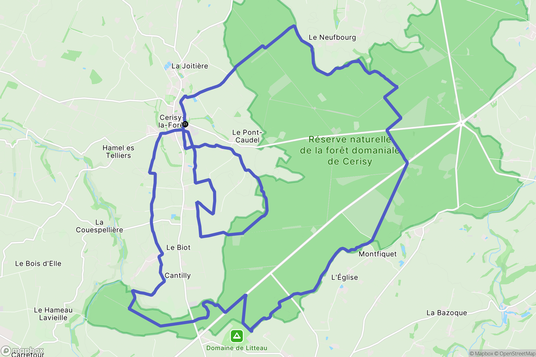 Cerisy-la-Forêt : carte du parcours de randonnée - France