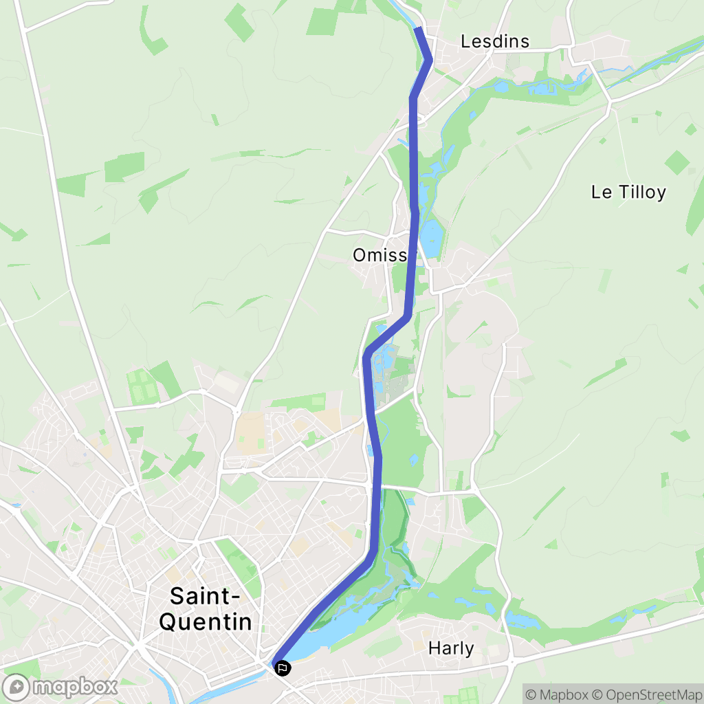 Saint-Quentin : carte du parcours de randonnée - France