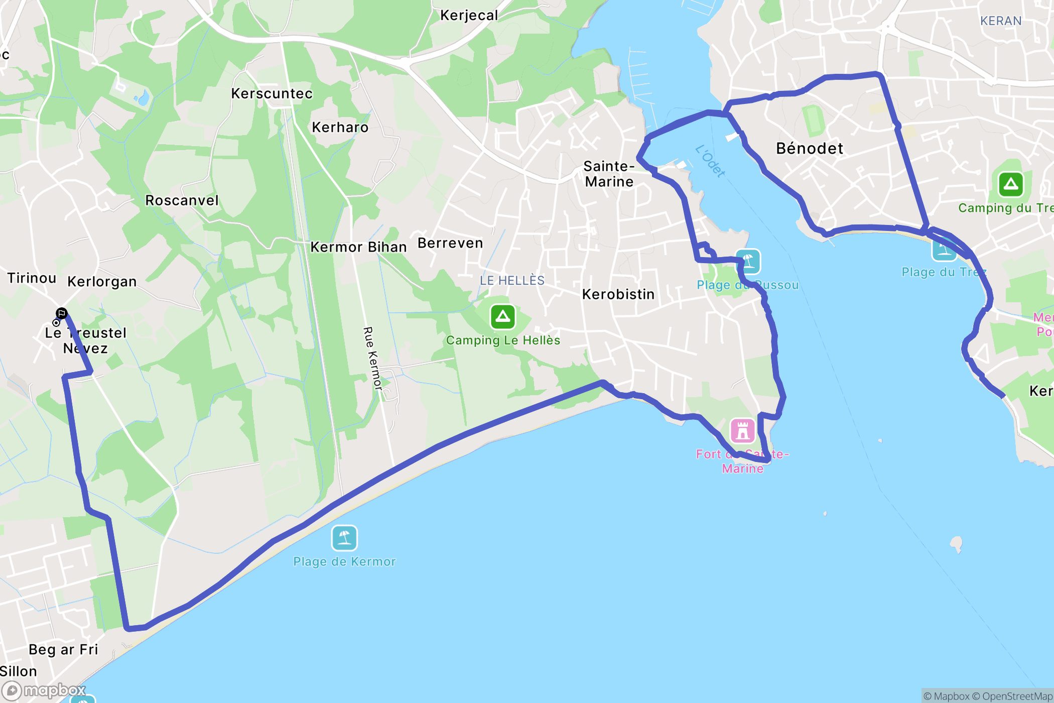 Combrit : carte du parcours de randonnée - France