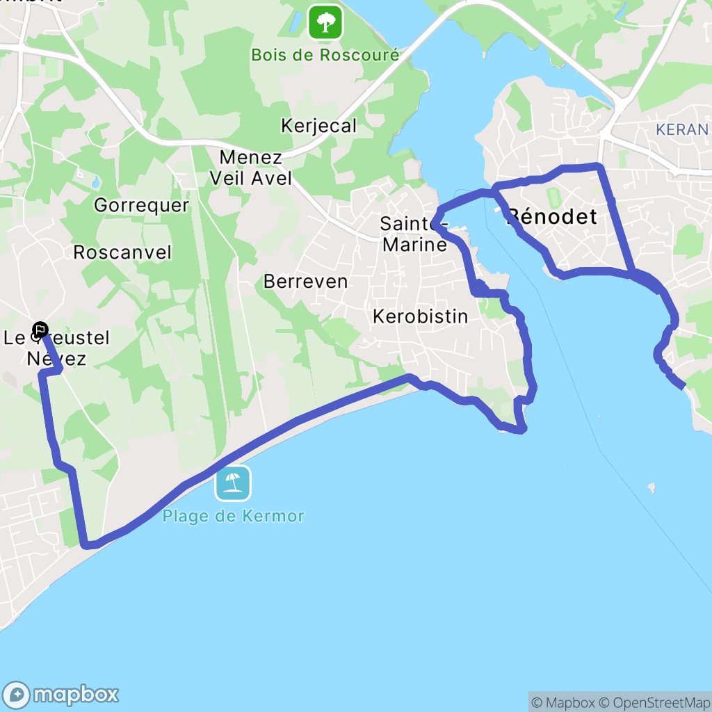 Combrit : carte du parcours de randonnée - France