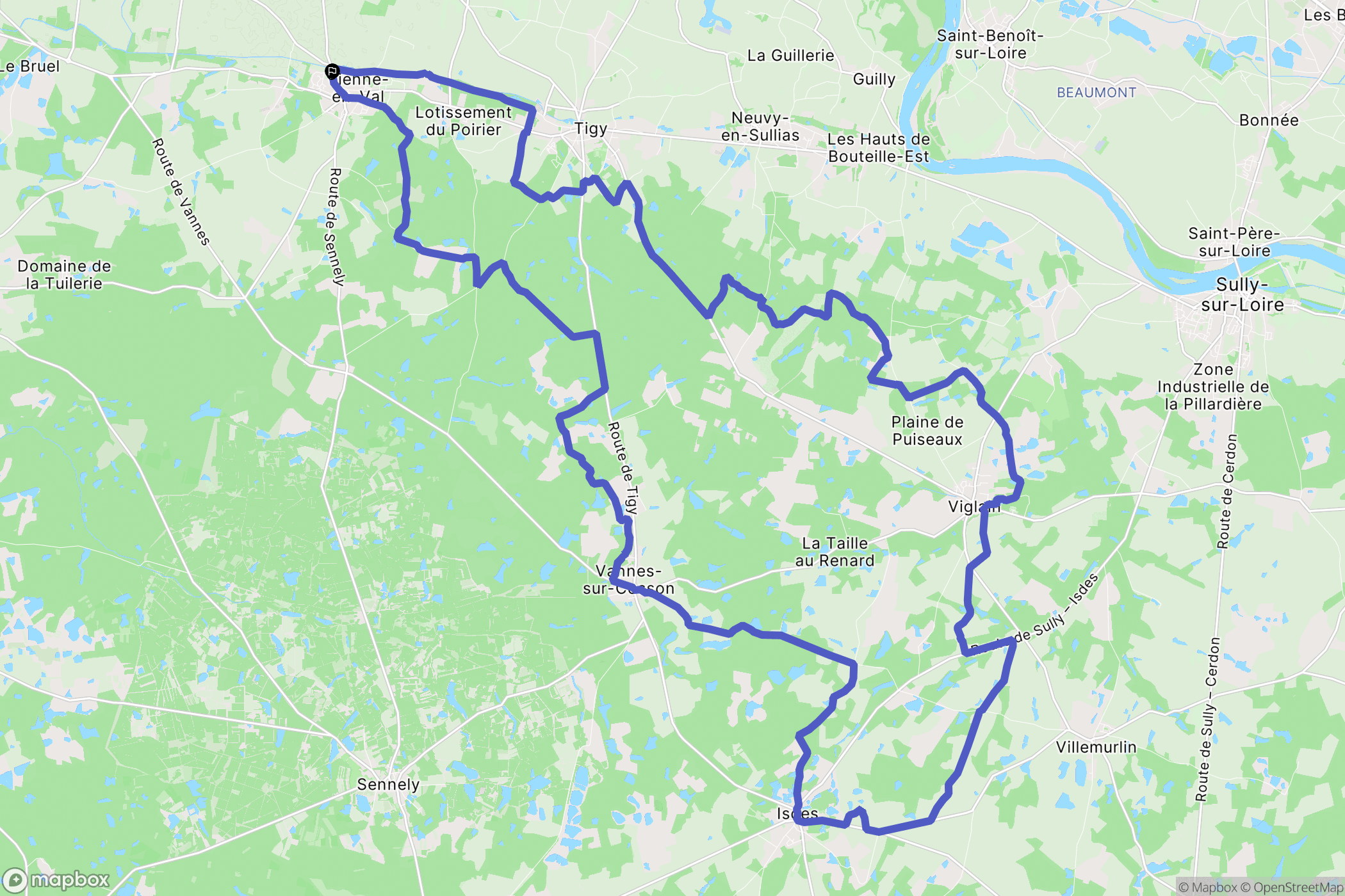 Vienne-en-Val : carte du parcours de randonnée - France