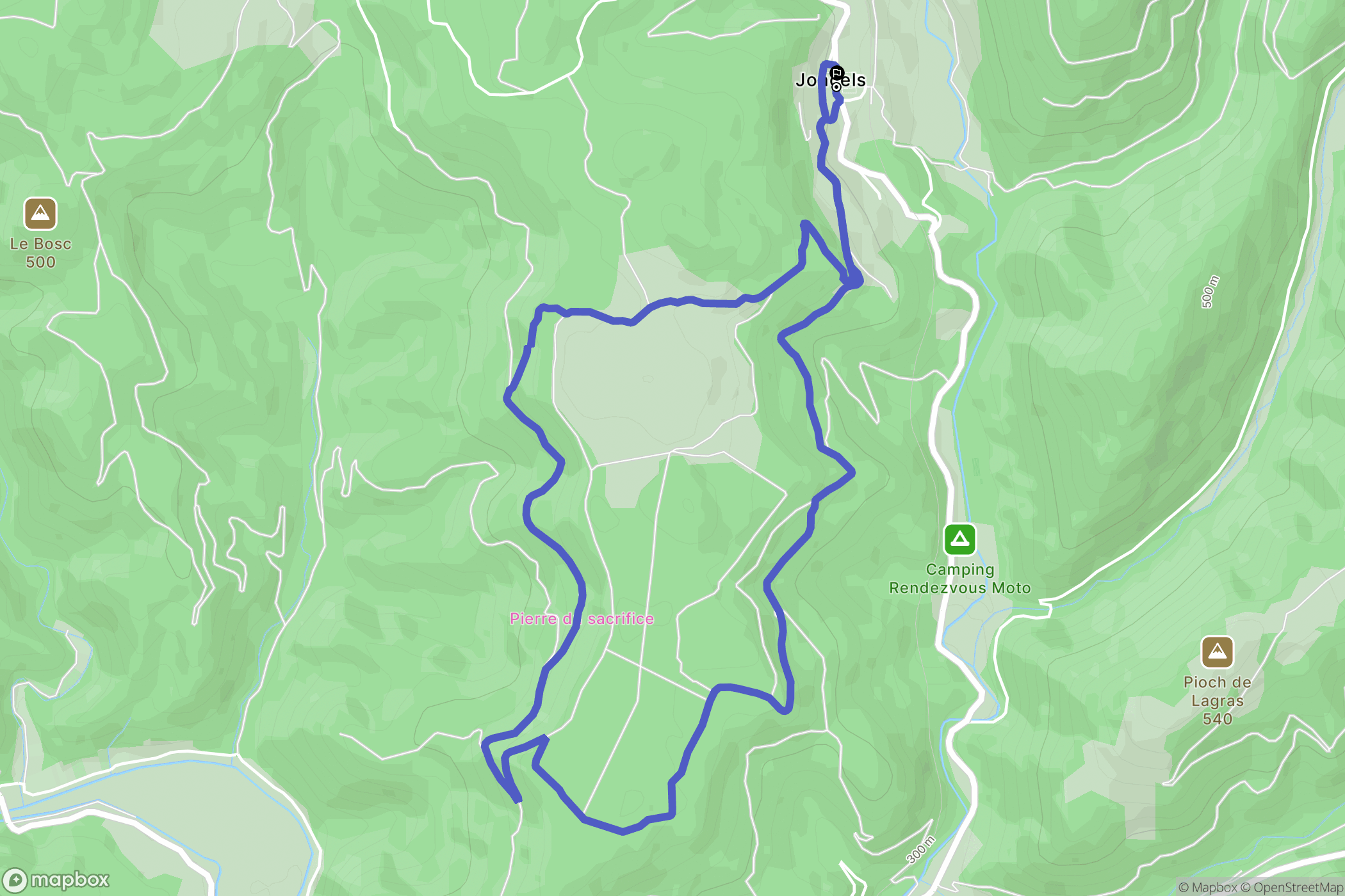 Joncels : carte du parcours de randonnée - France