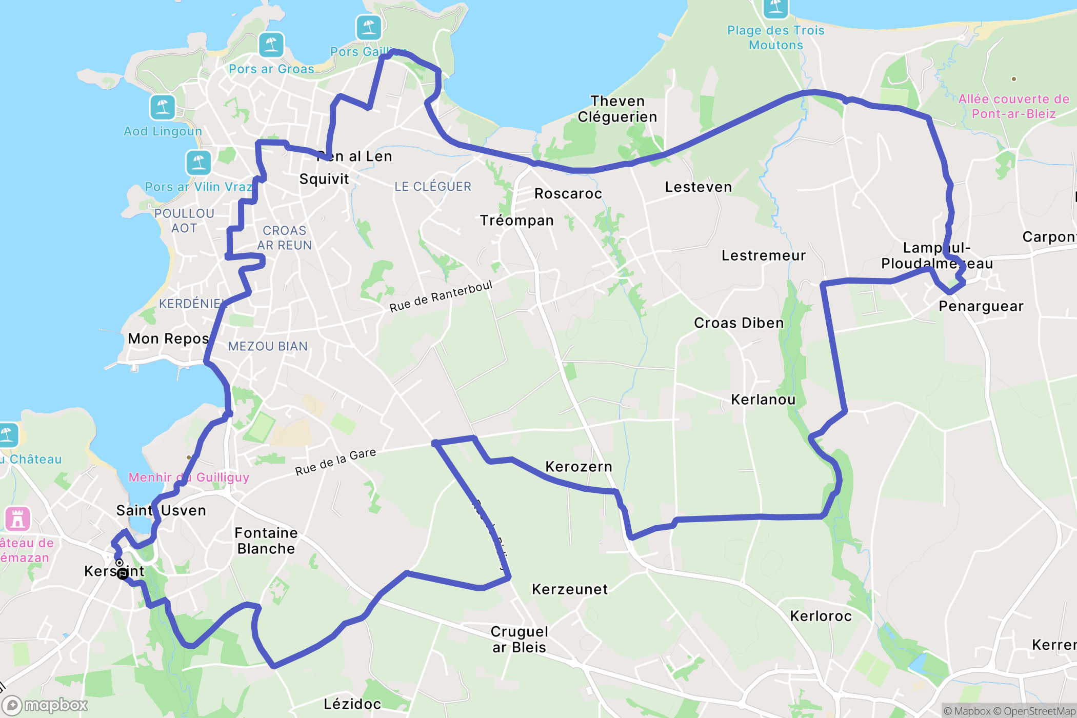 Landunvez : carte du parcours de randonnée - France