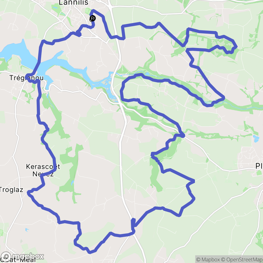 Lannilis : carte du parcours de randonnée - France