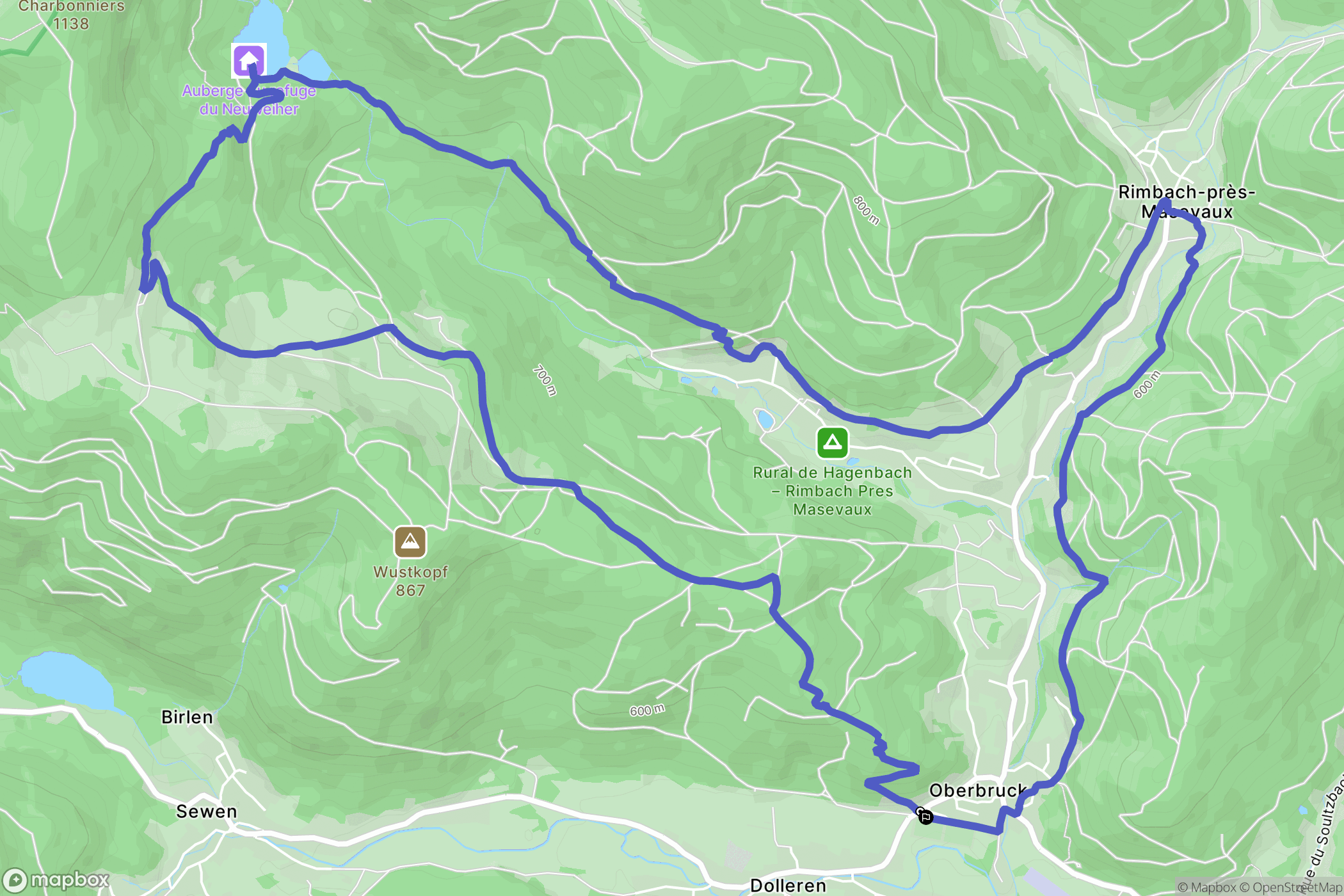 Oberbruck : carte du parcours de randonnée - France